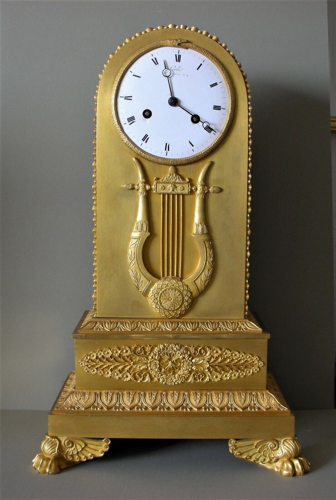 FINEST ANTIQUE GILT BRONZE FRENCH MANTEL CLOCK BY CLAUDE GALLE  CIRCA 1790-1800