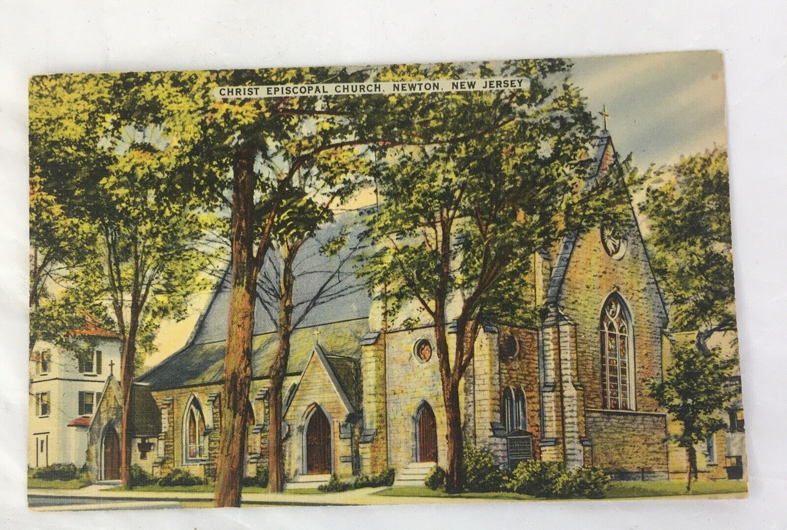 Vintage Postcard Linen CHRIST EPISCOPAL CHURCH NEWTON NEW JERSEY