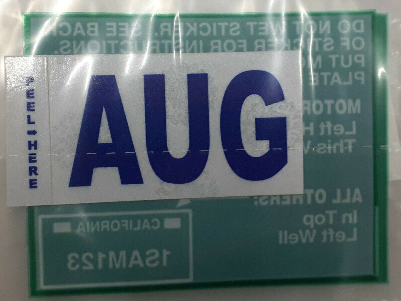 DMV MONTH TAG STICKER AUGUST/ AUG CALIFORNIA DMV LICENSE PLATE ORIGINAL TAG