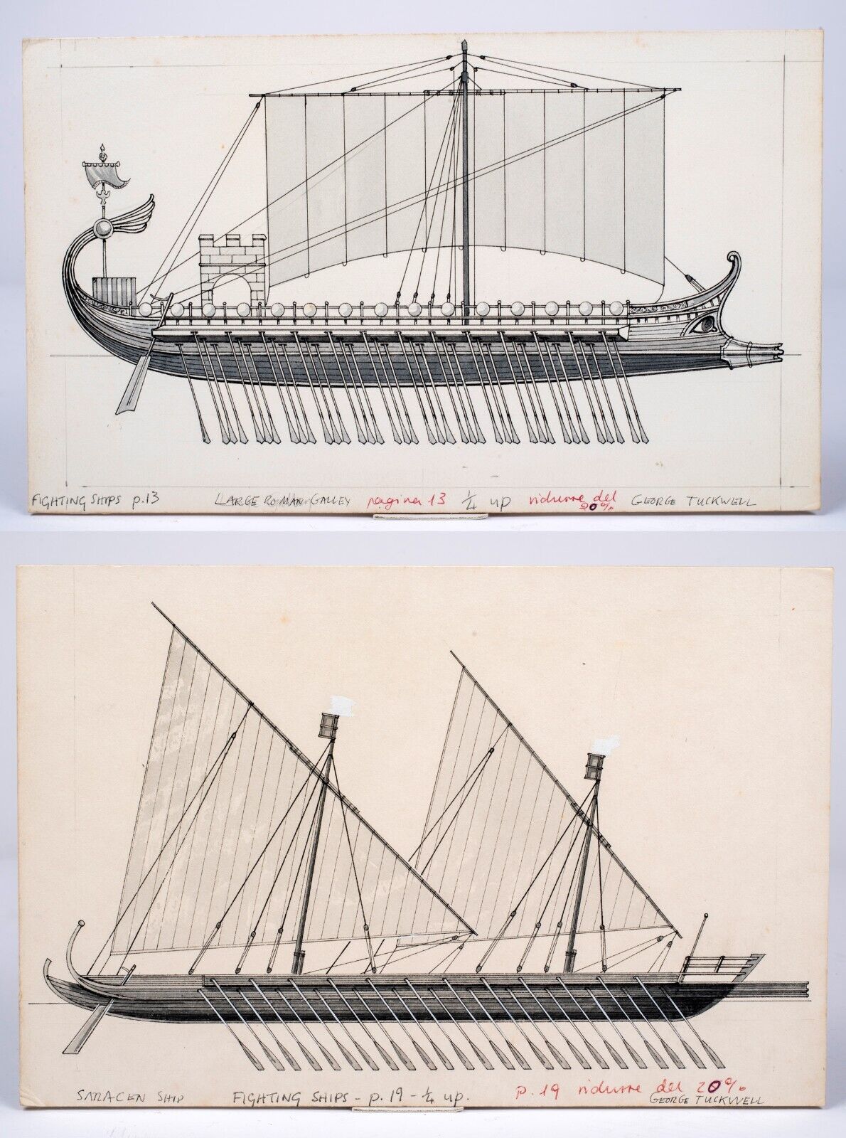 Fighting Ships: Original Gouache and ink Illustrations for 1971 Publication