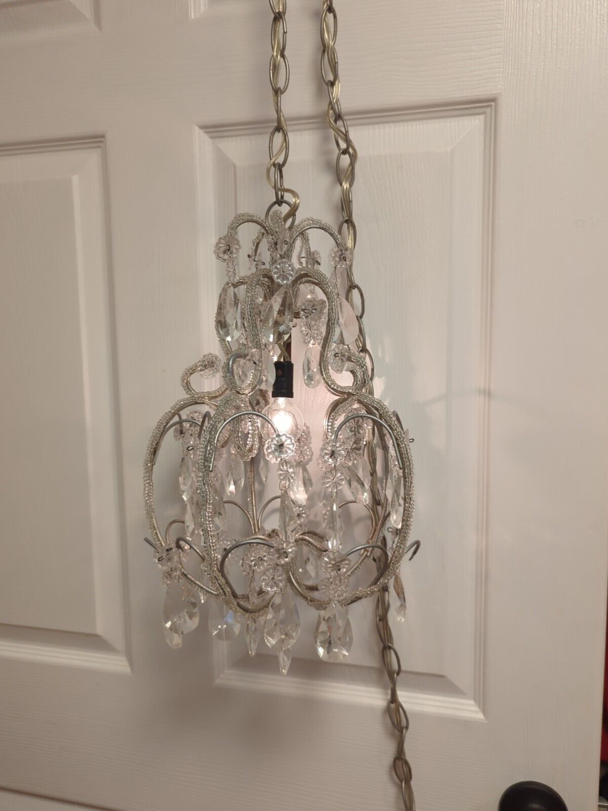 Vintage Hanging Chandelier With Prism