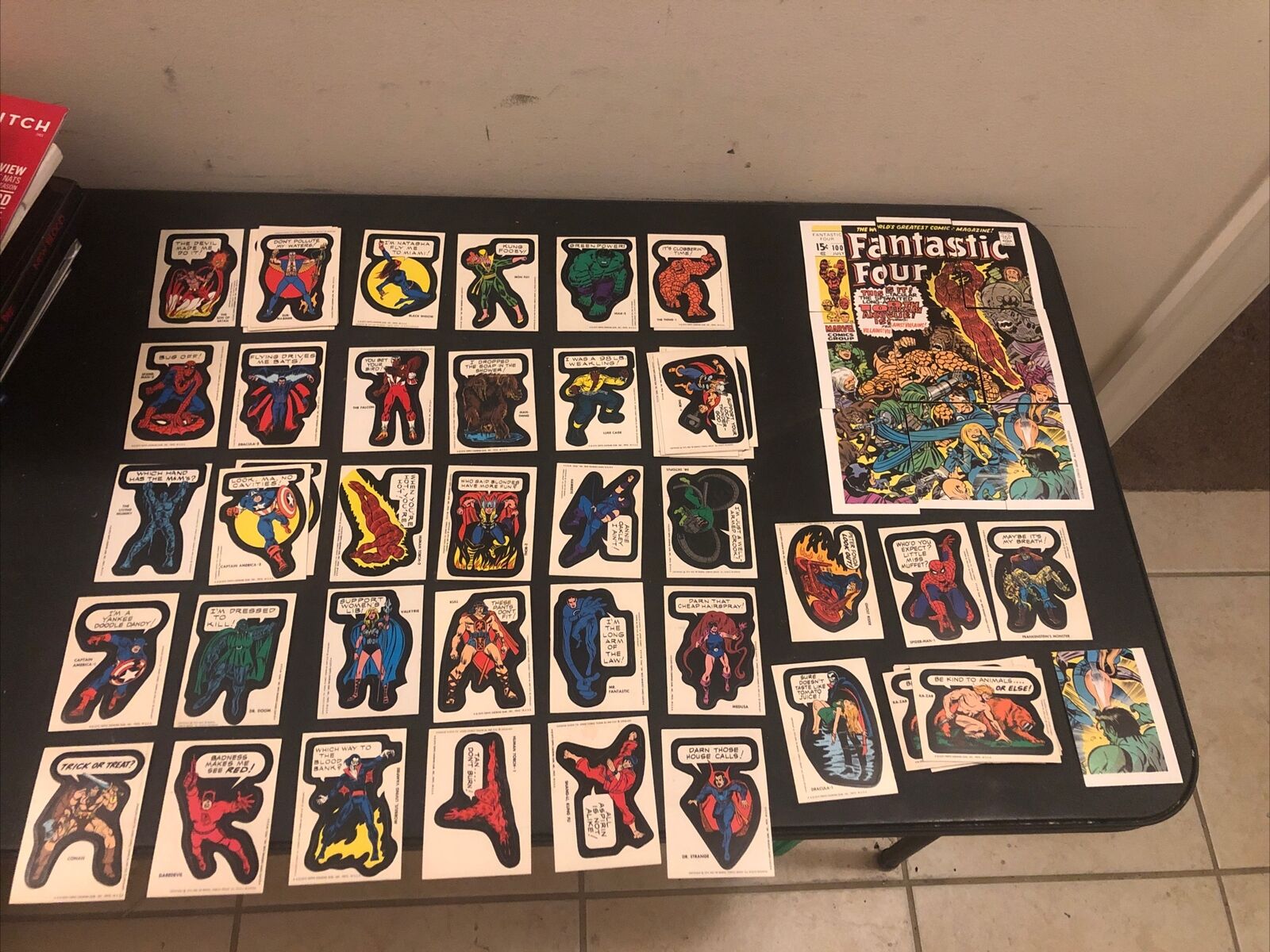 1974-1975 MARVEL TOPPS COMIC BOOK HEROES STICKERS Lot Of (59) & Complete Puzzle