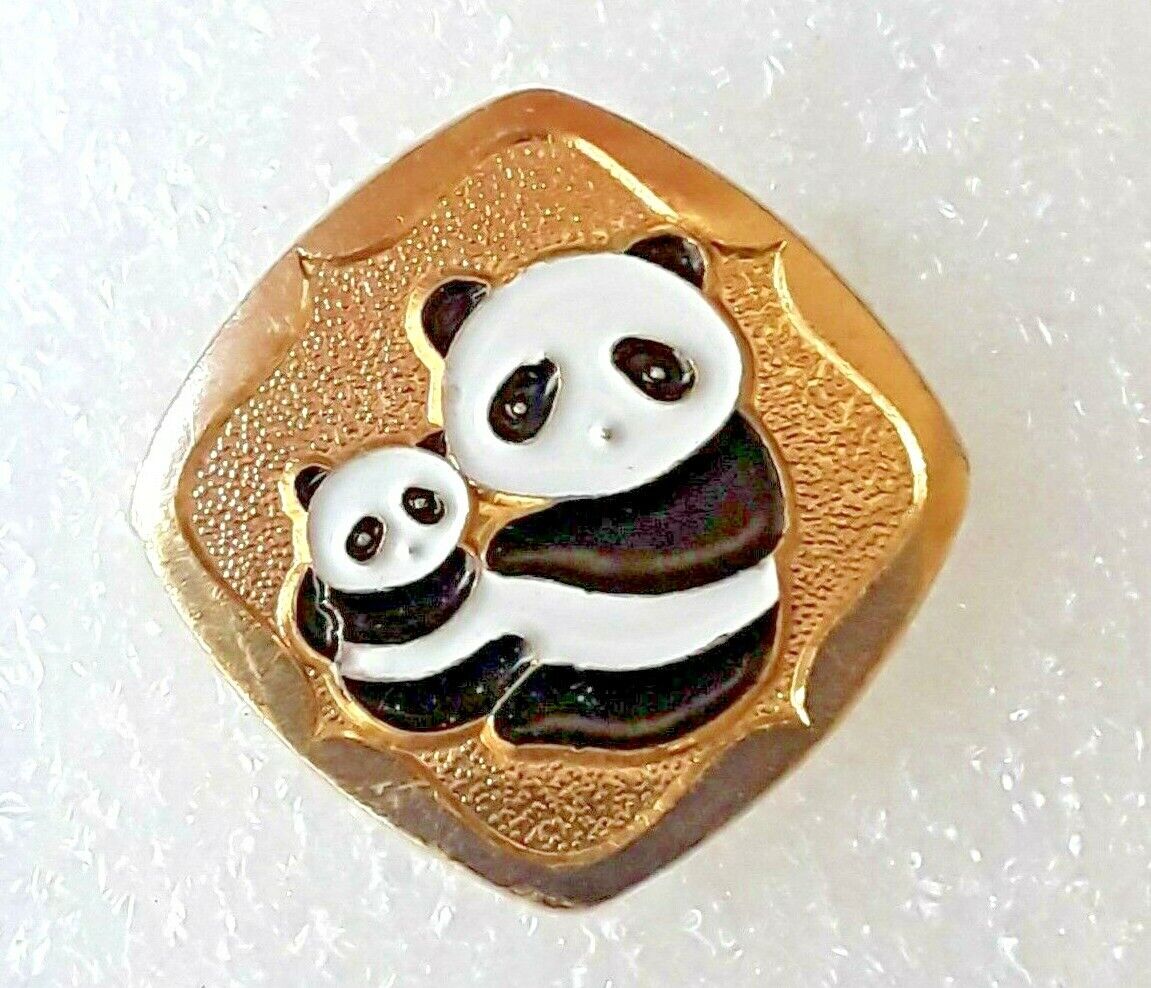 Two Pandas Enamel Lapel Hat Pin - Chinese Exhibition