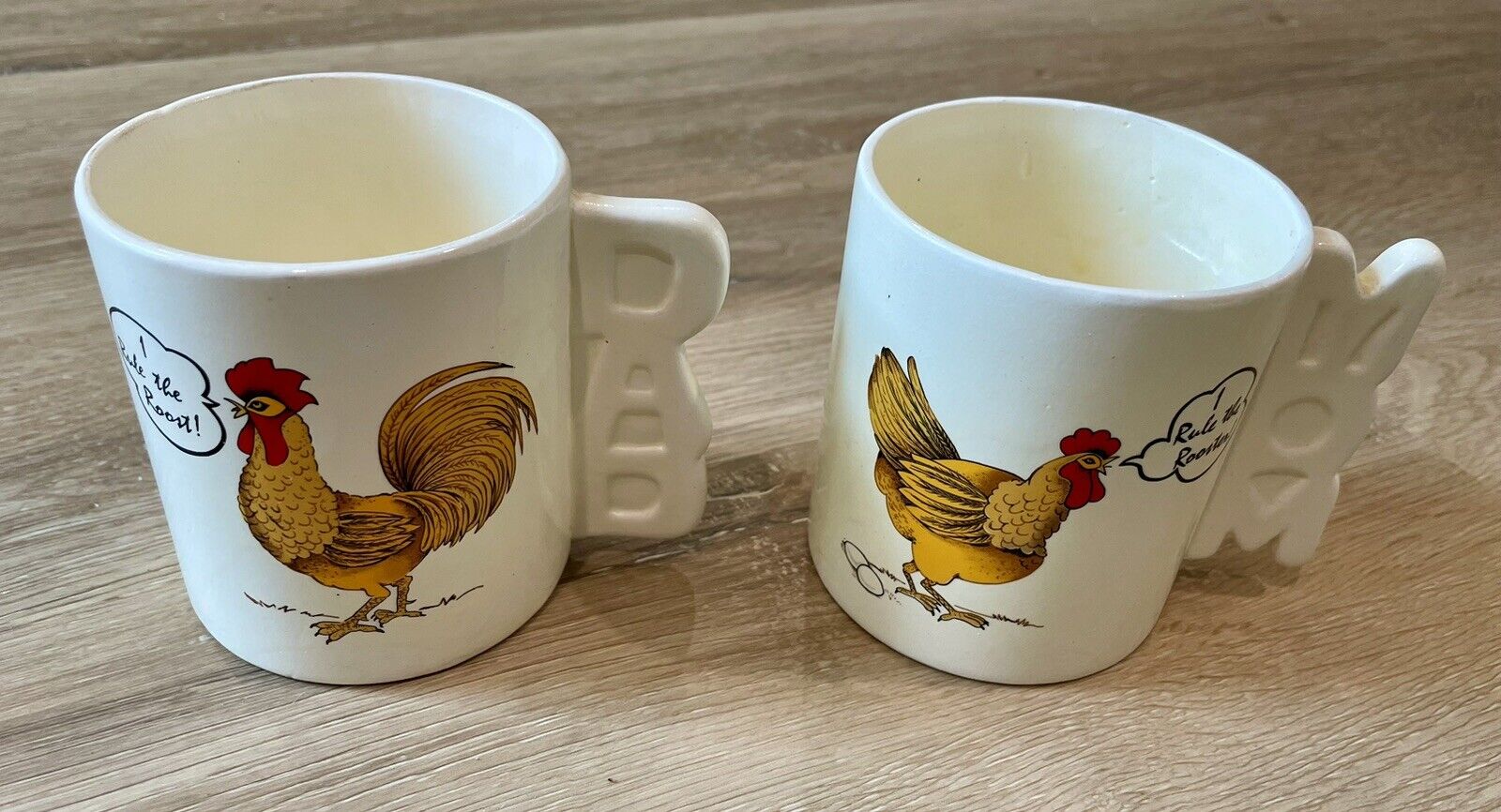 Vintage Mugs: Mom & Dad Hen & Rooster \