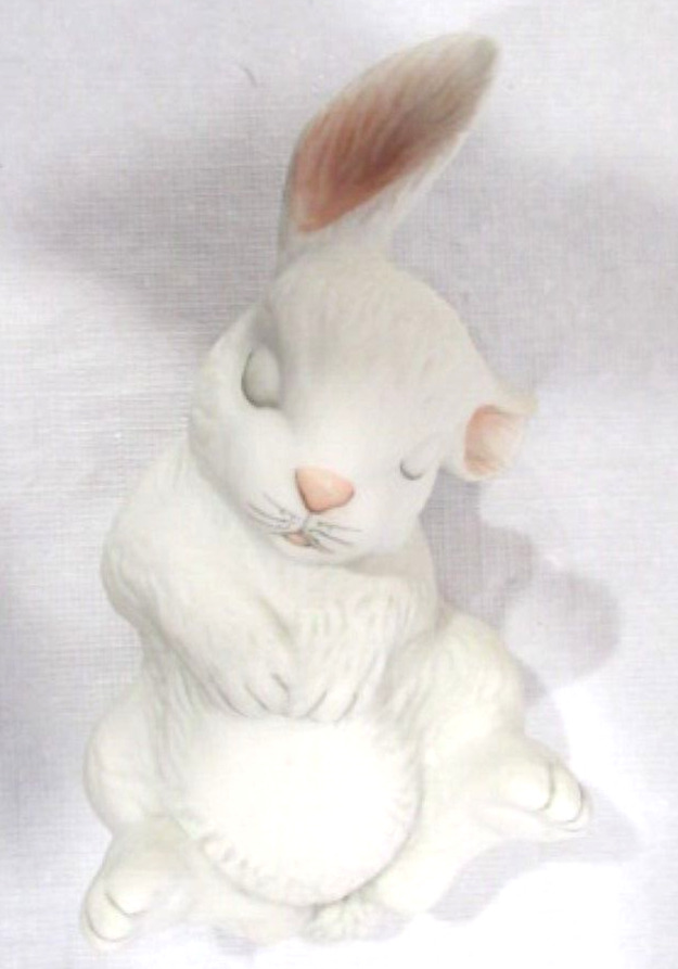 Vintage Boehm Porcelain White Rabbit Newborn Sleeping #40217 Figurine Easter