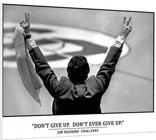 Canvas Wall Art:   Jim Valvano Don\'t Ever Give Up Print - NC State Wolfpack