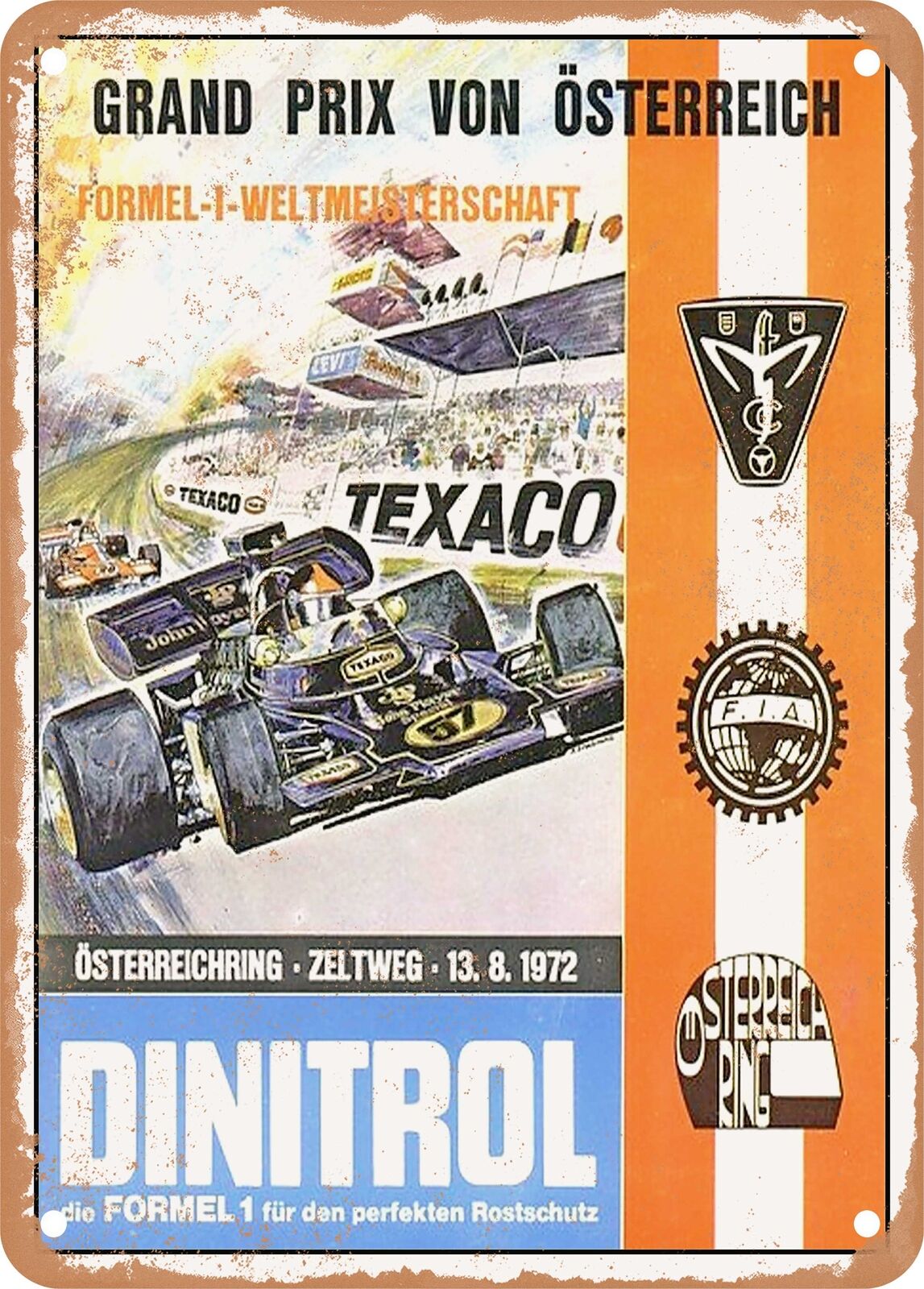 METAL SIGN - 1972 Austrian Grand Prix Formula 1 World Championship Zeltweg