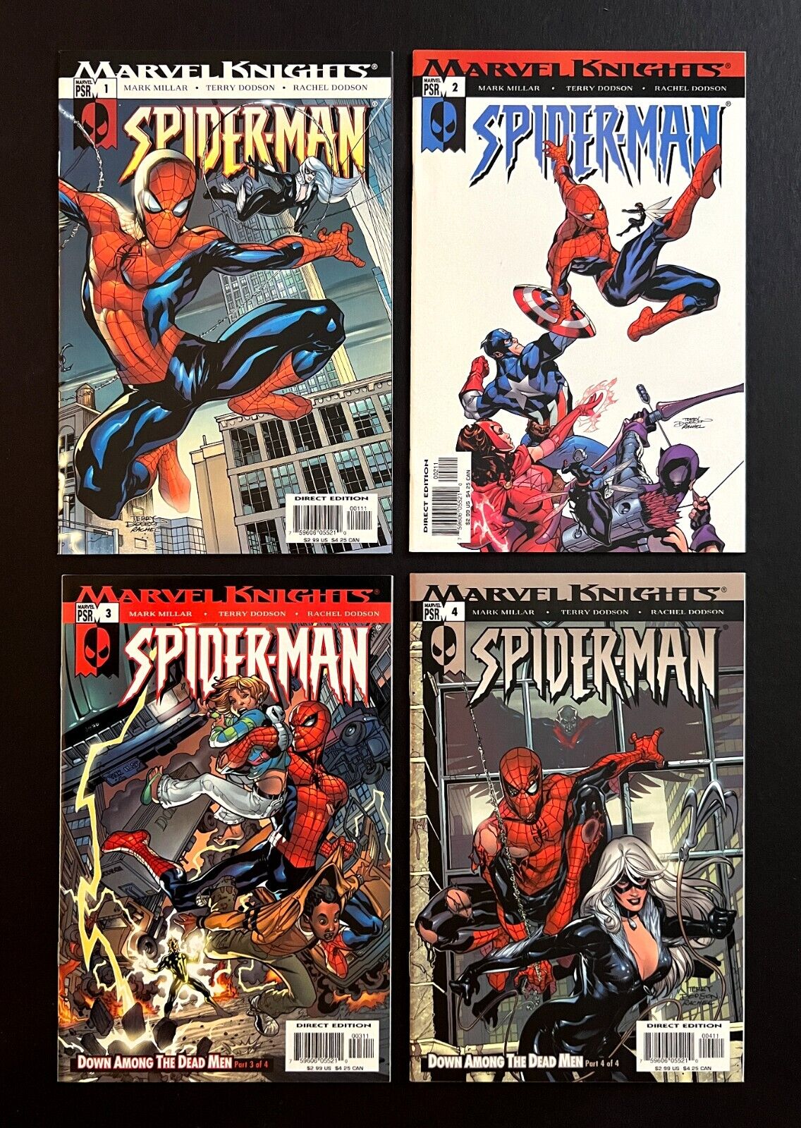 MARVEL KNIGHTS: SPIDER-MAN #1, 2, 3, 4 Hi-Grade Lot Black Cat Marvel Comics 2004