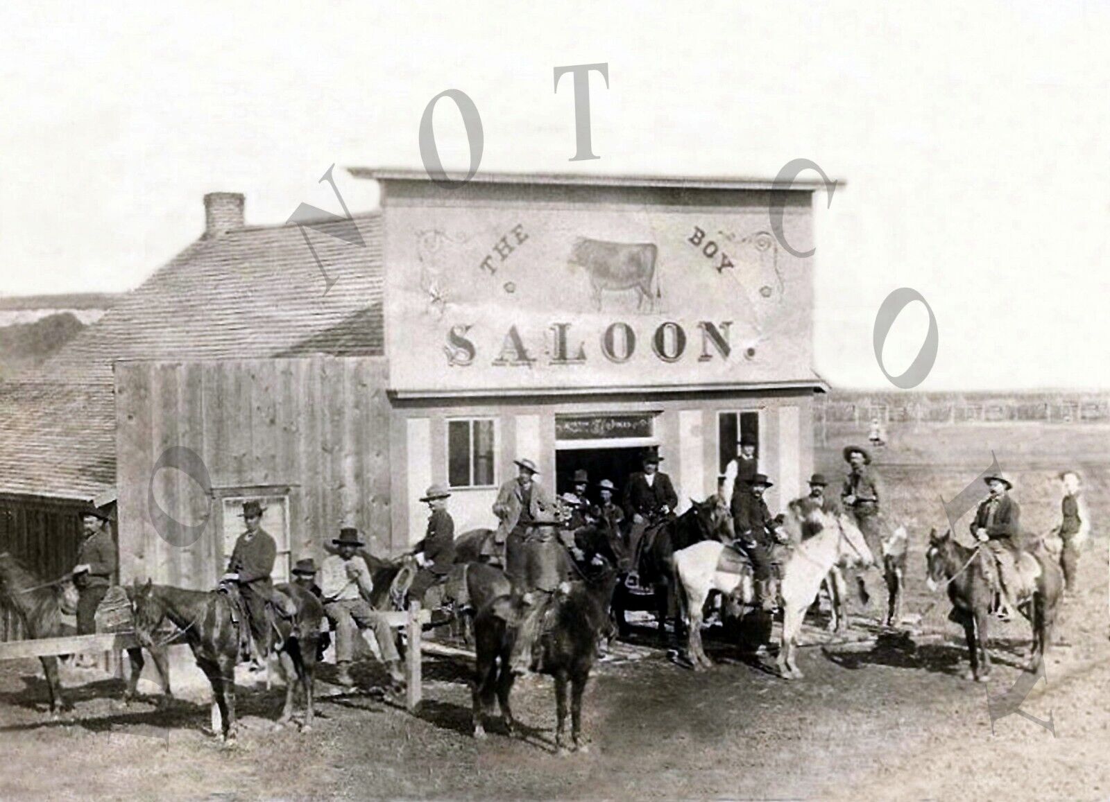 ANTIQUE OLD WEST REPRO PHOTO PRINT OF THE COWBOY SALOON ROSEBUD MONTANA 1883