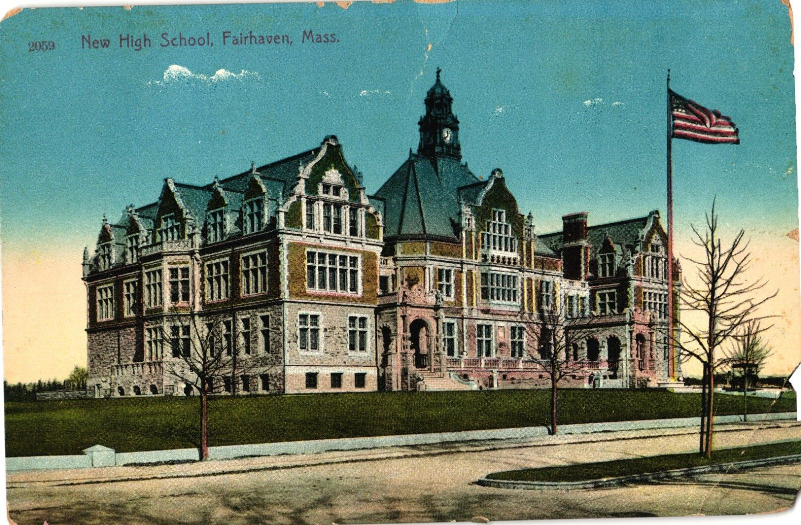 New High School Fairhaven MA Divided Unposted Postcard c1910