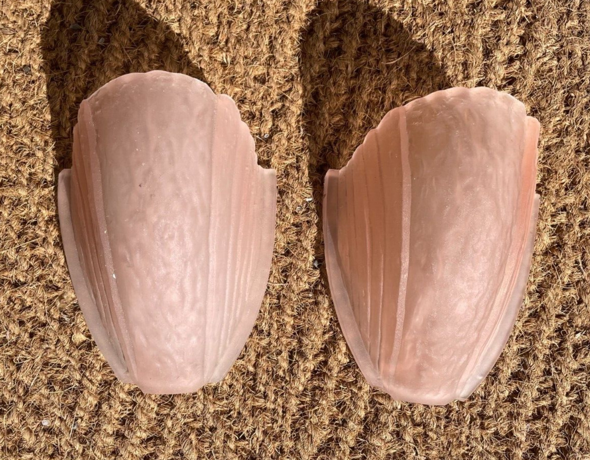 Pair of Art Deco Pink Markel Slip Shades