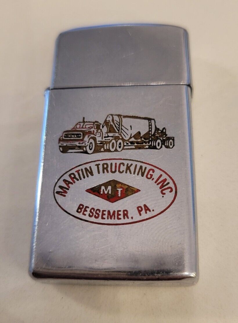 Vintage 1966 Martin Trucking Inc Bessemer, Pa Judy 68 Award Slim Zippo Lighter