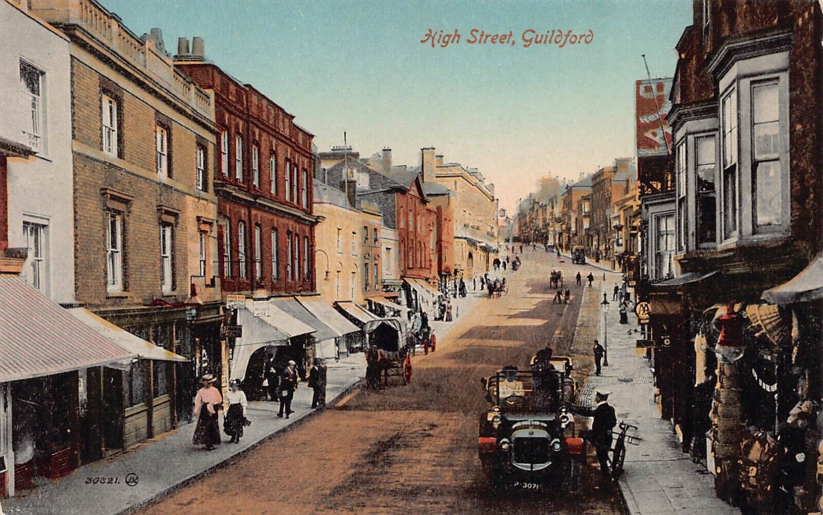 High Street, Guildford, England, Great Britain, Very Early Postcard, Unused