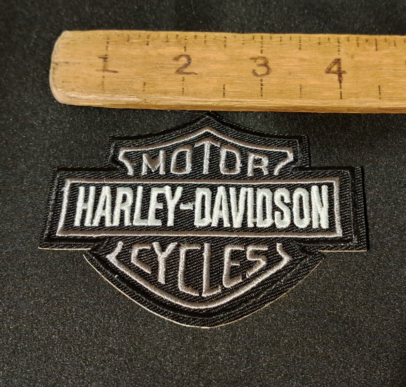 NEW silver Harley Davidson Sew on patch large NEW FREE P&P   4 INCH WIDE  