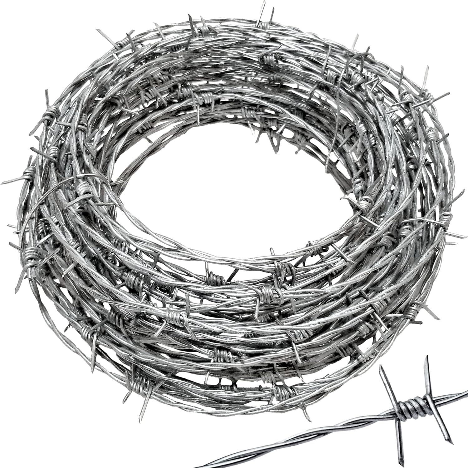 Real Barbed Wire 50ft 18 Gauge - Great for Crafts Fences and Critter Deterr