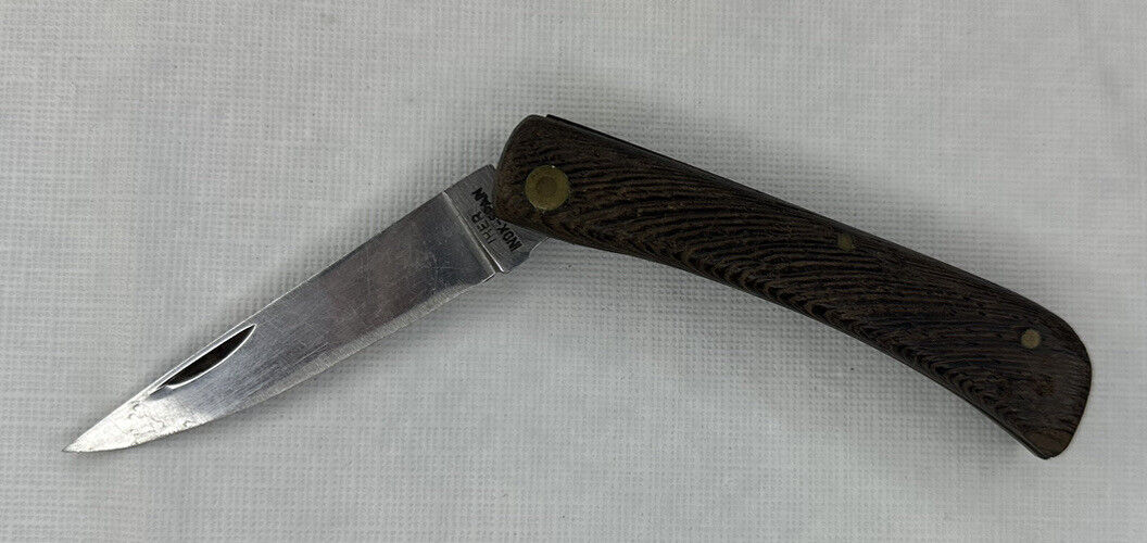 Vintage Iher Inox Folding Pocket Knife Wooden Handle 