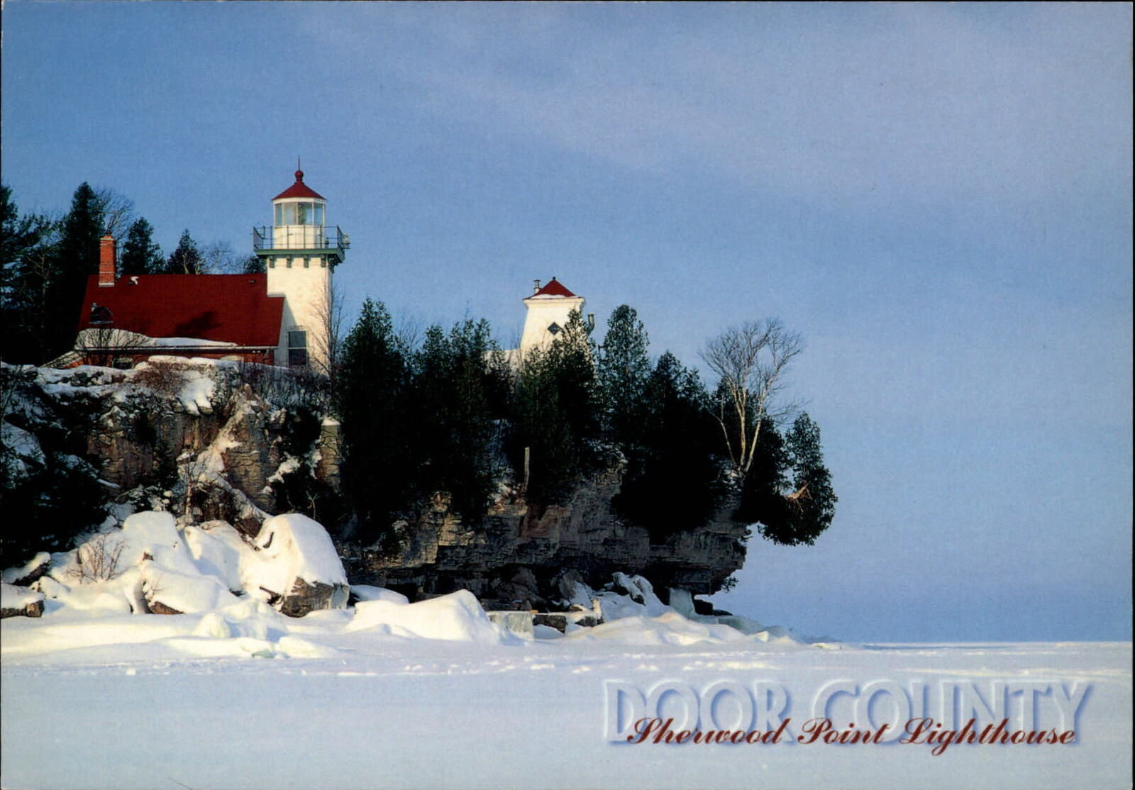 Sturgeon Bay Wisconsin Sherwood Point Lighthouse Door County vintage postcard