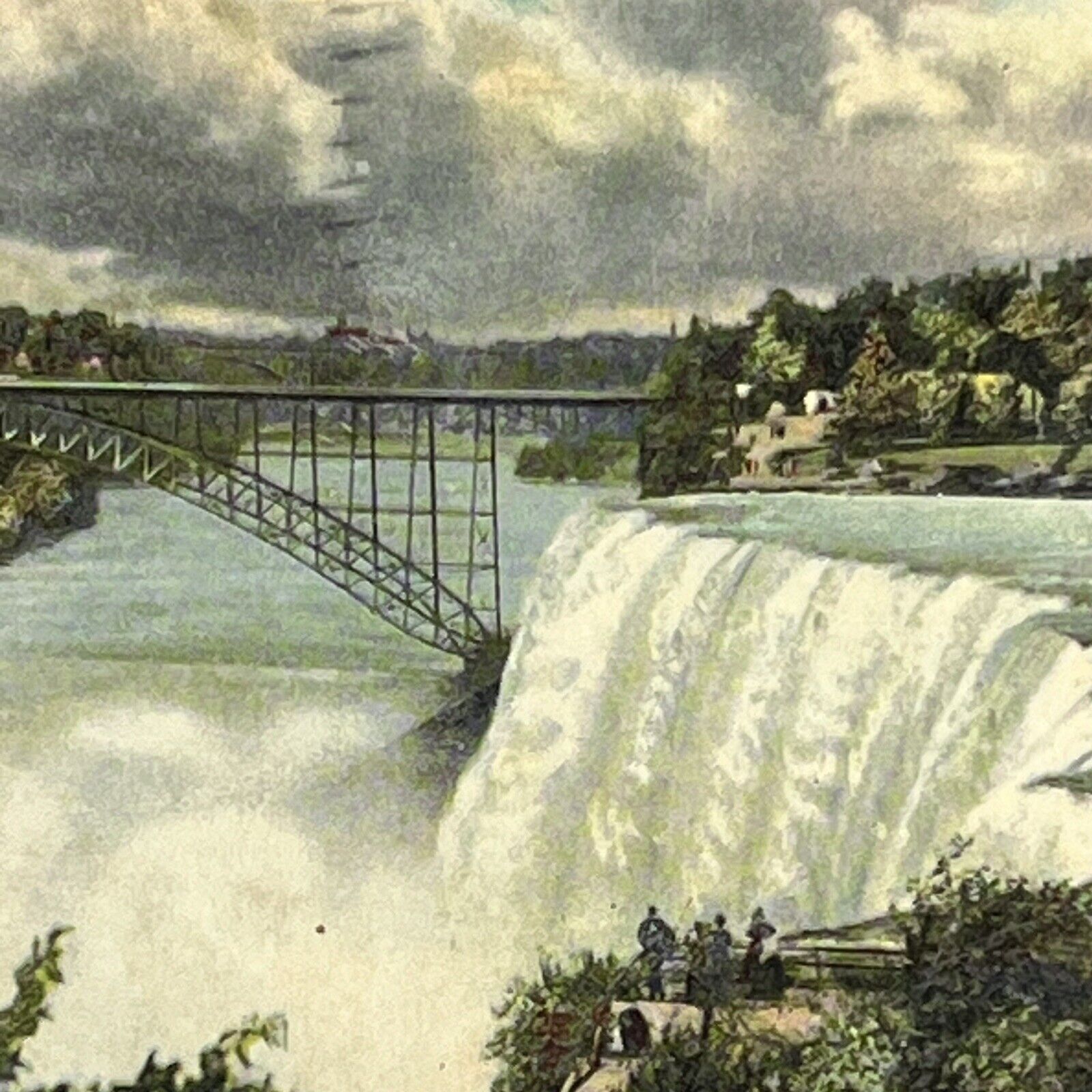 Vintage Niagara Falls, NY Postcard American Falls International Bridge 1911