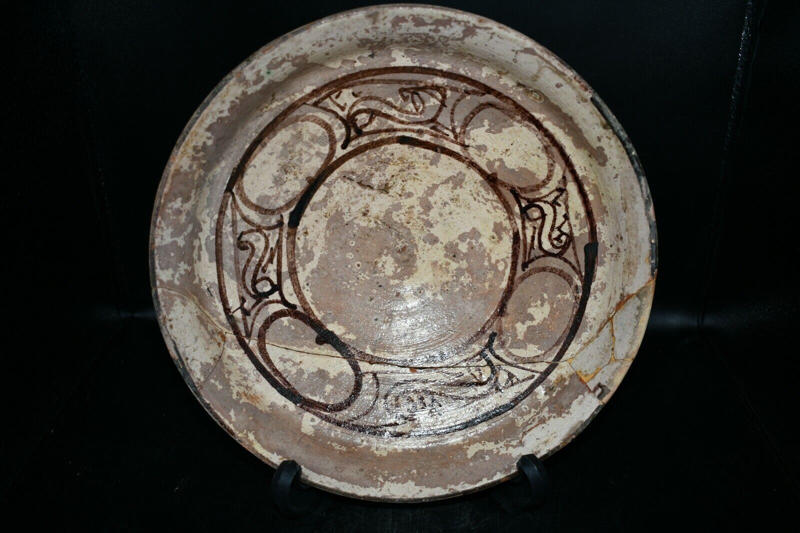 Large Authentic Ancient Islamic Ceramic Plate from Ancient Near Eastern Nishapur