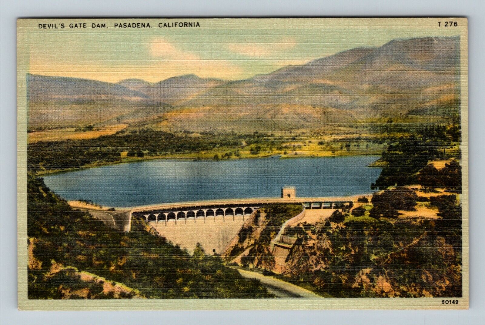Pasadena CA-California, Devil's Gate Dam, Mountain View Vintage Postcard
