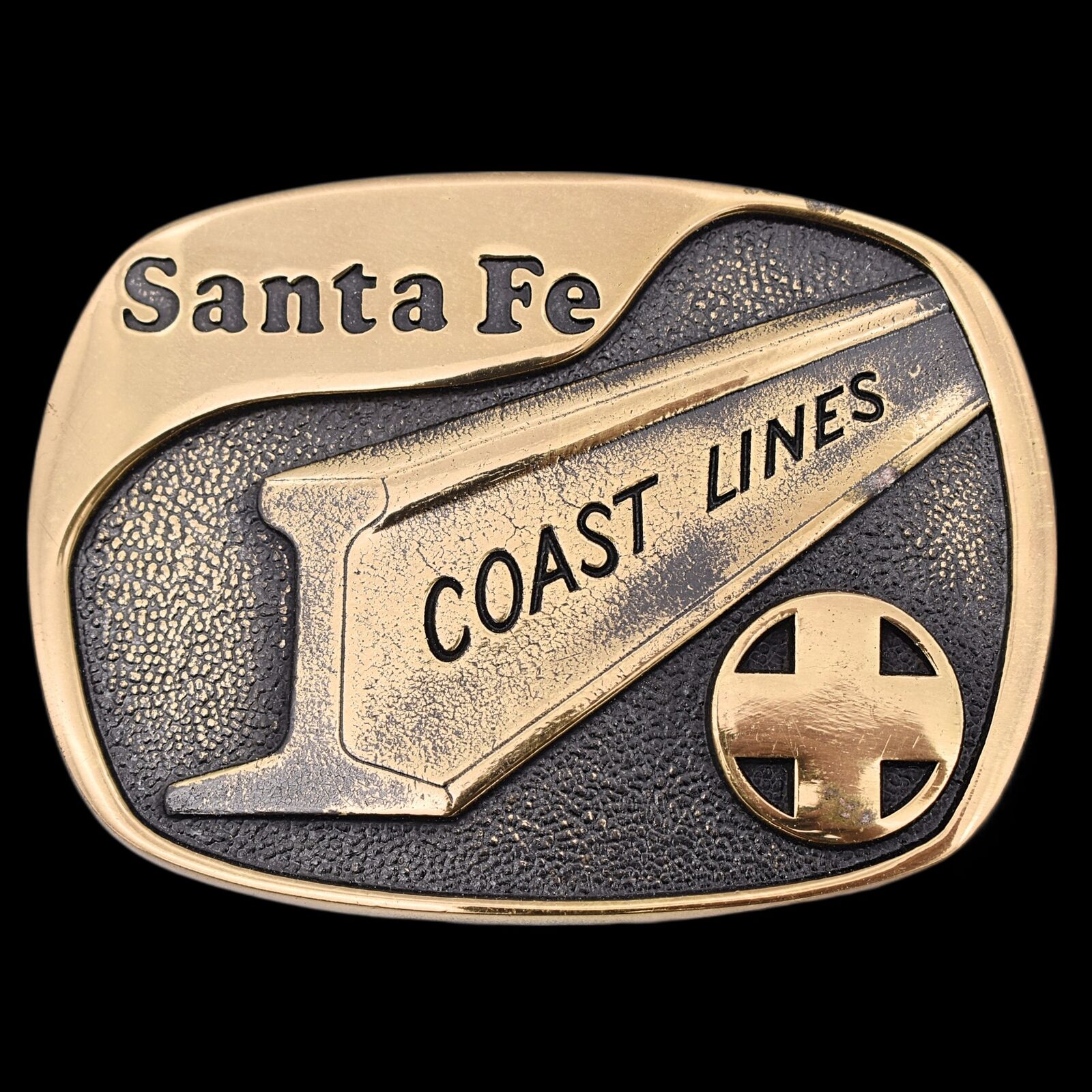 Santa Fe Coast Lines Railroad RR Solid Brass Vintage Belt Buckle