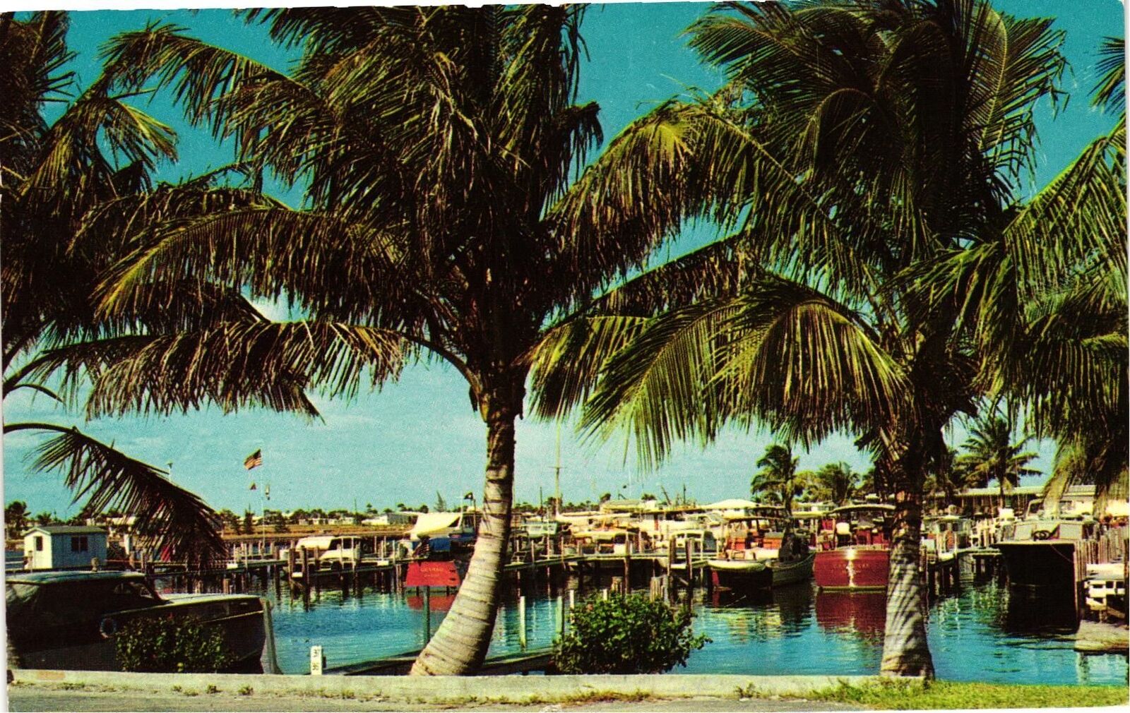 Vintage Postcard- BOAT DOCKS, POMPANO BEACH, FL. 1960s