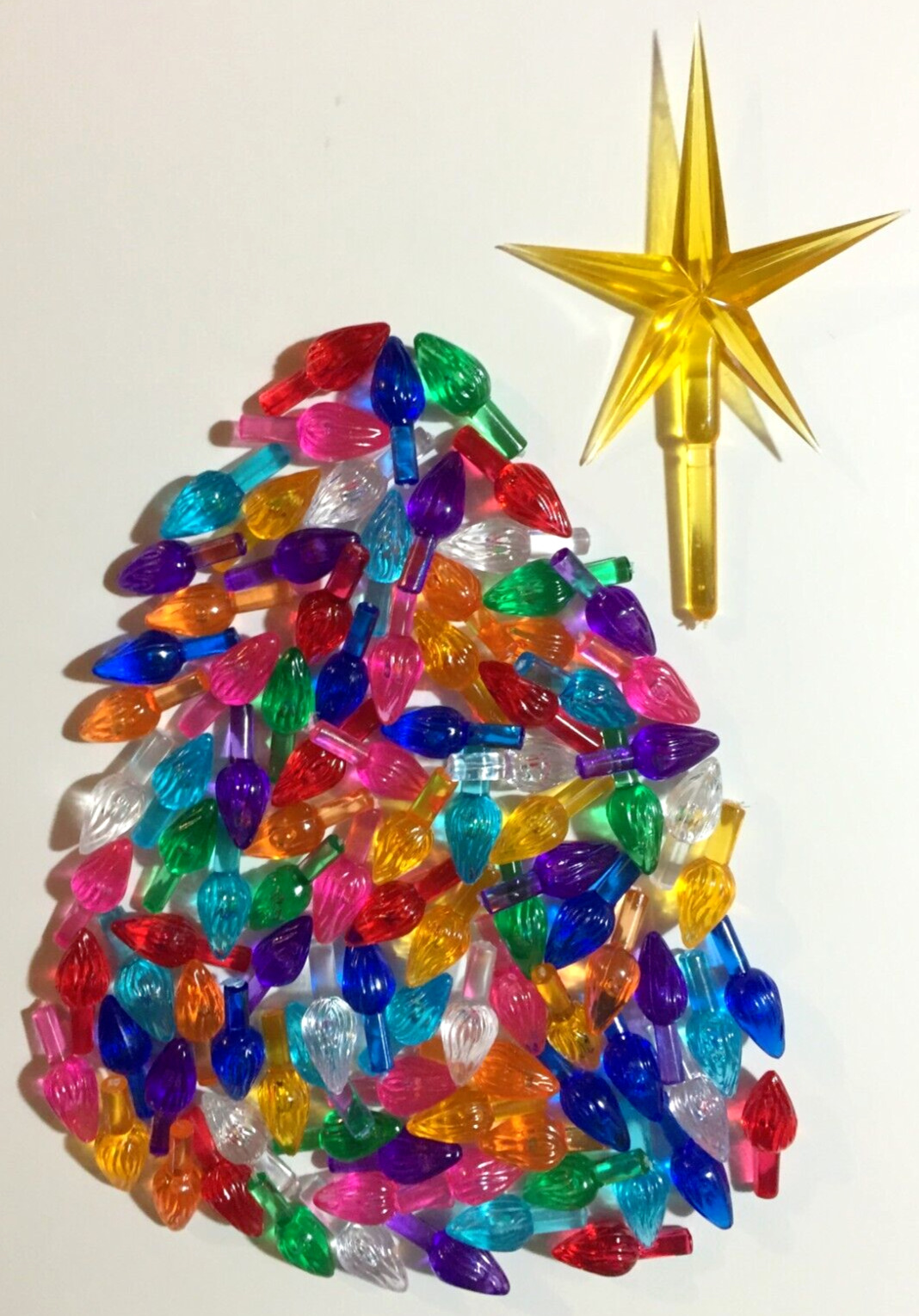 100 MEDIUM TWIST  BULBS LARGE GOLD STAR Ceramic Christmas Tree Lights Peg