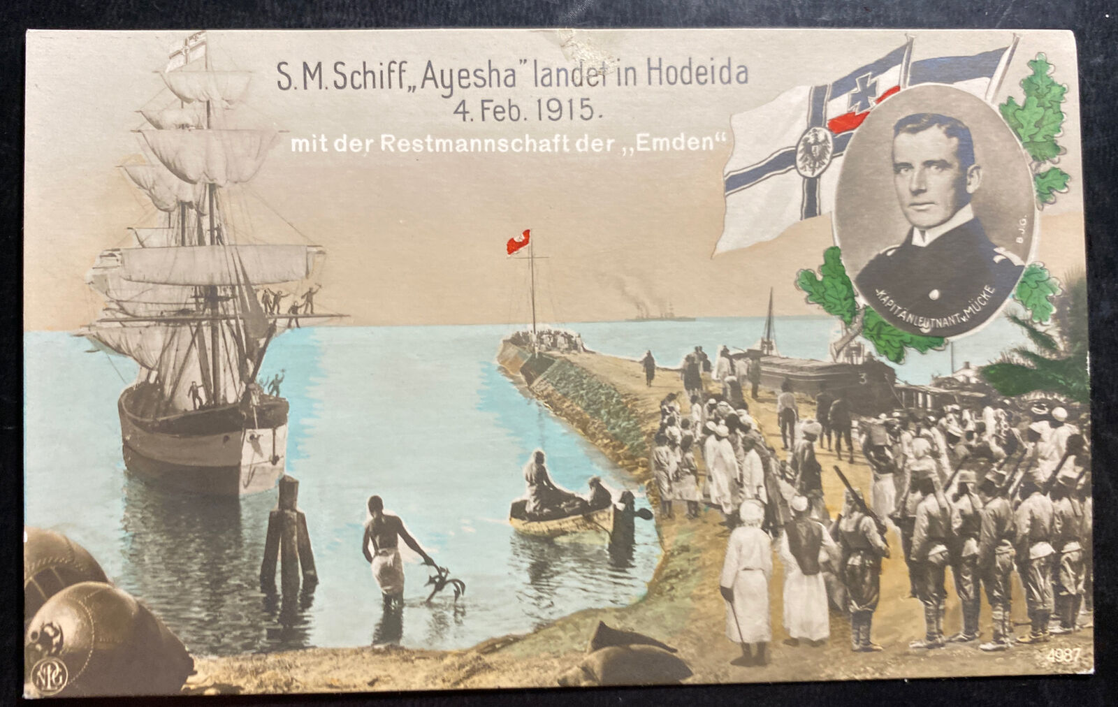 Mint Germany PPC Picture Postcard WWI SMS Ayesha Landing In Africa