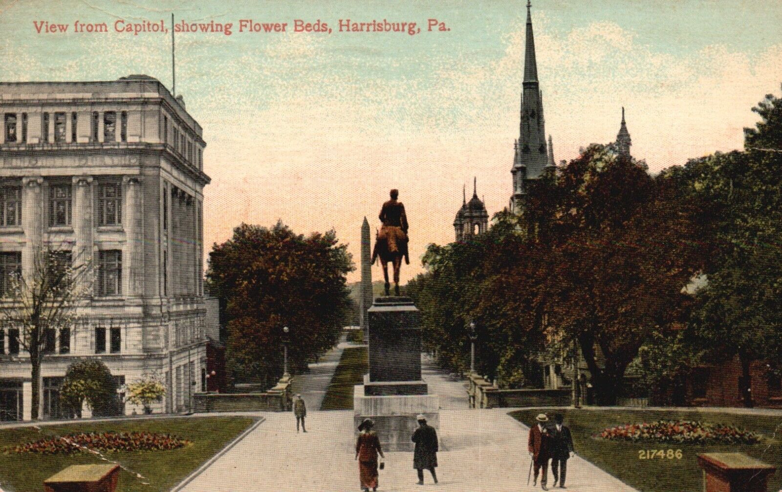 Postcard PA Harrisburg View from Capitol Flower Beds 1914 Vintage PC H1211