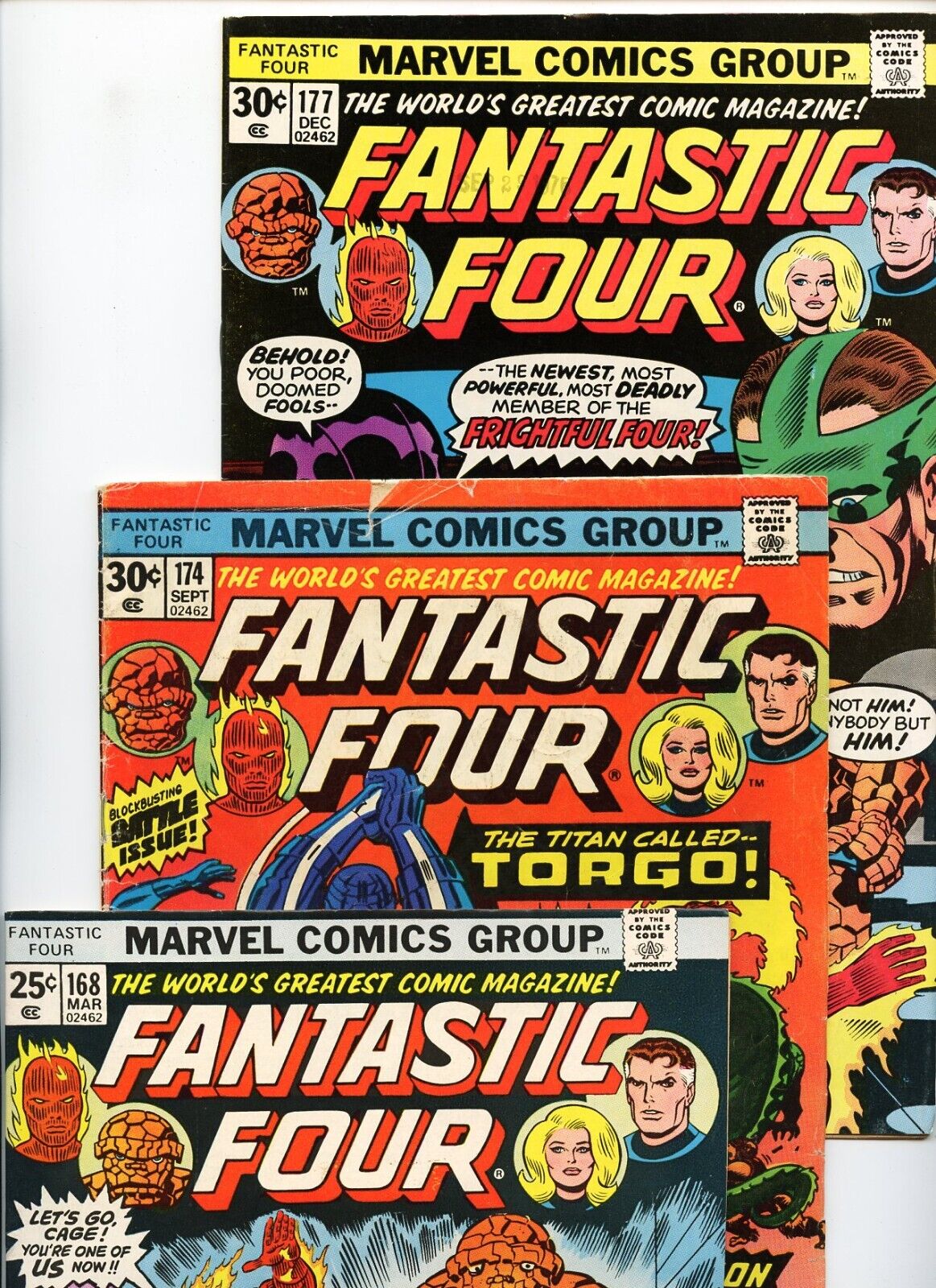 Fantastic Four #168, #174, and #177 Marvel Comics Lot of 3 Books