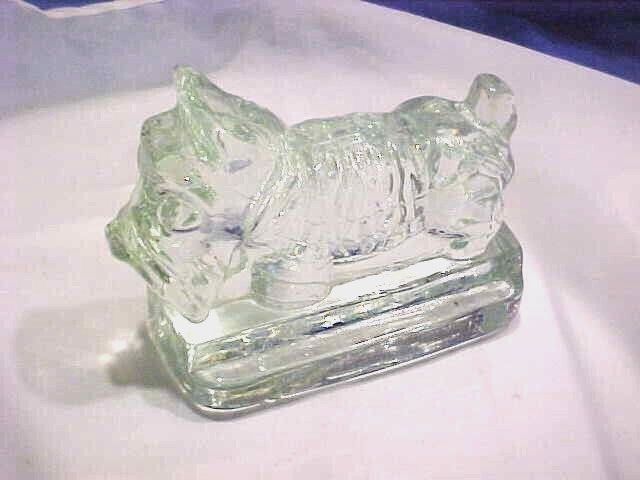 OLD SOLID CAST GLASS 4 LB SCOTTY DOG DOOR STOP by Pitt Corning, Port Allegany,PA