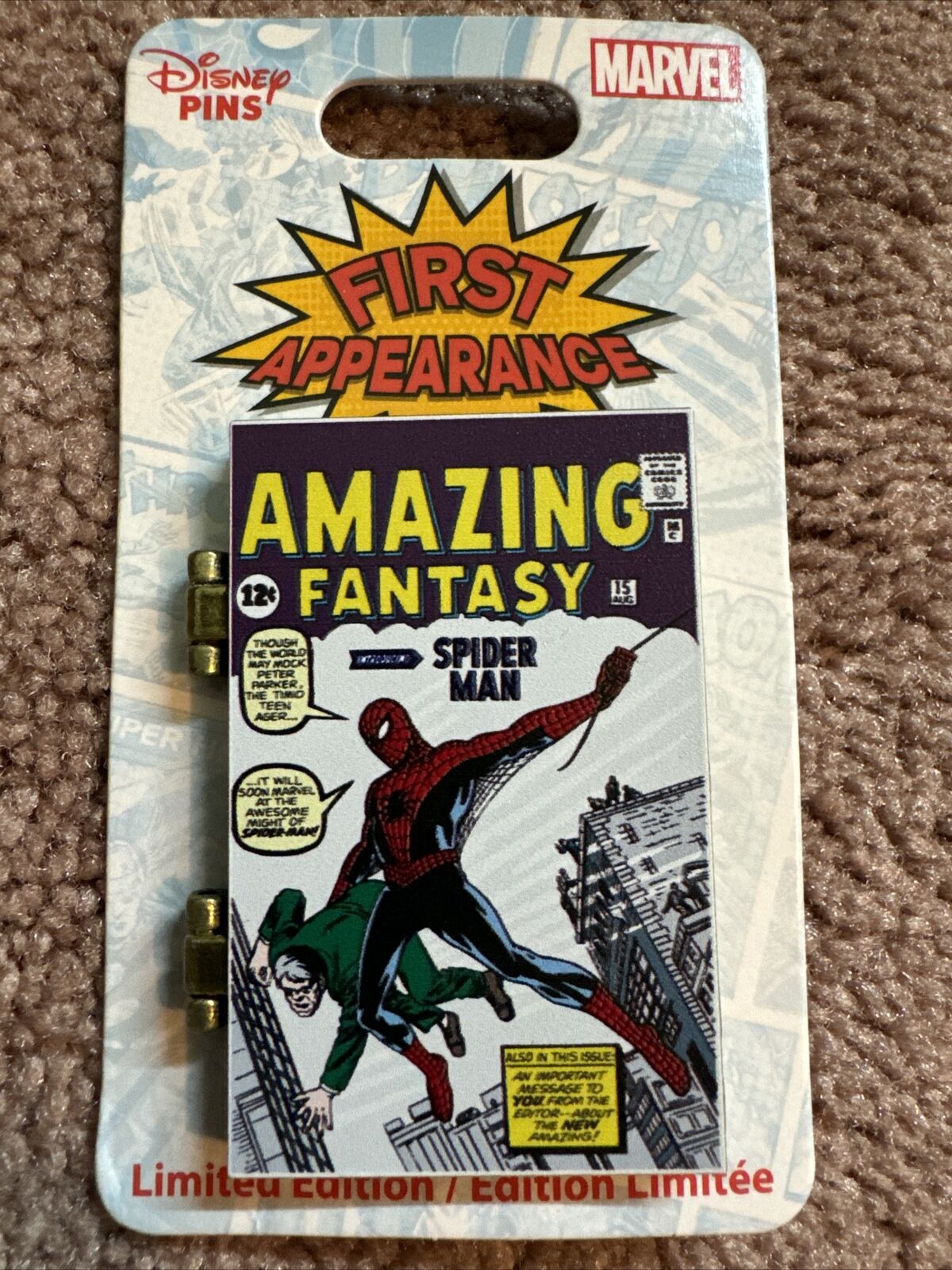 Disney Parks 2023 Marvel First Appearance AMAZING FANTASY SPIDERMAN  LE2000  Pin