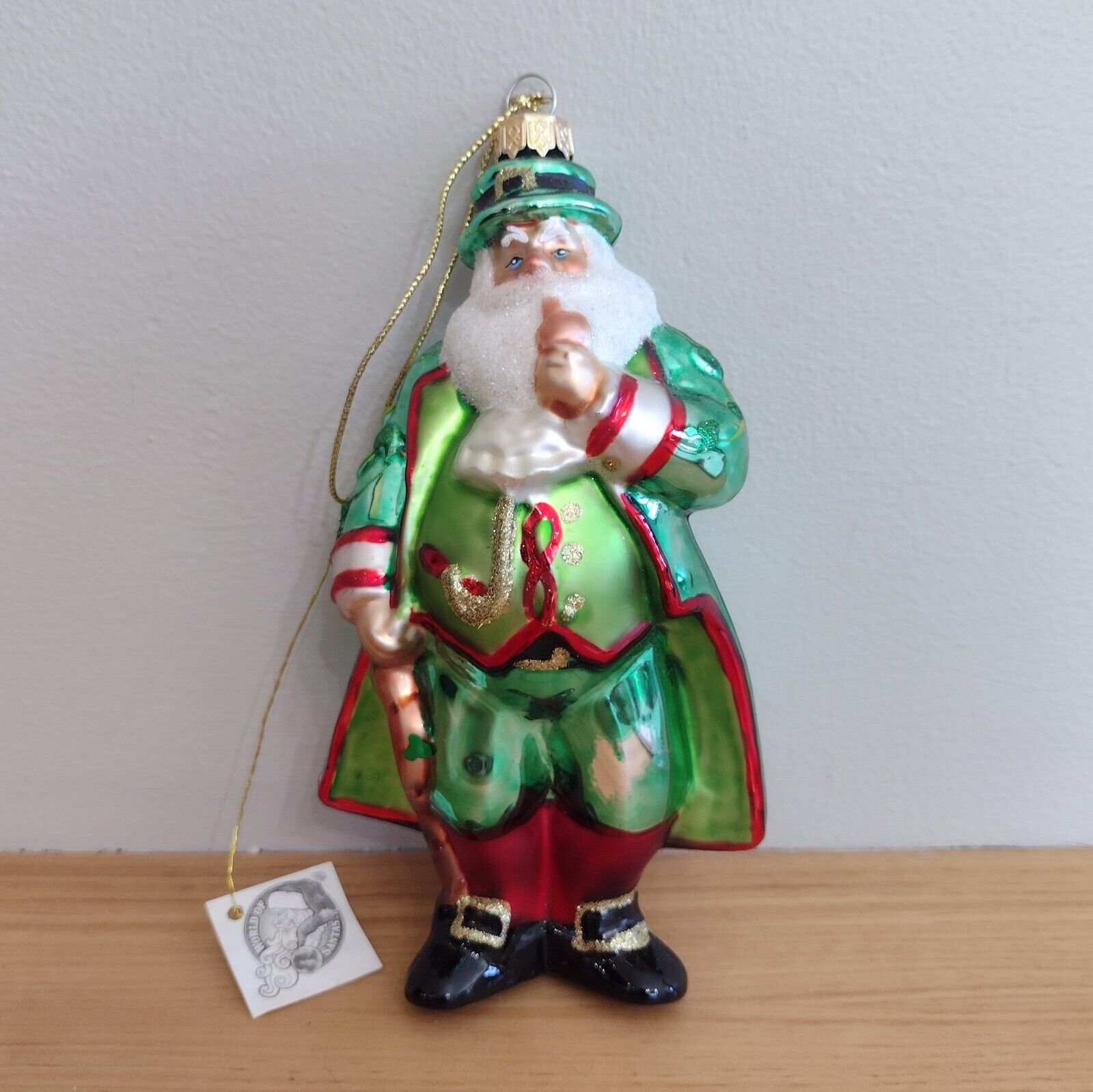 Vintage Kurt S Adler World Of Christmas Irish Santa Glass Ornament W/ Tags