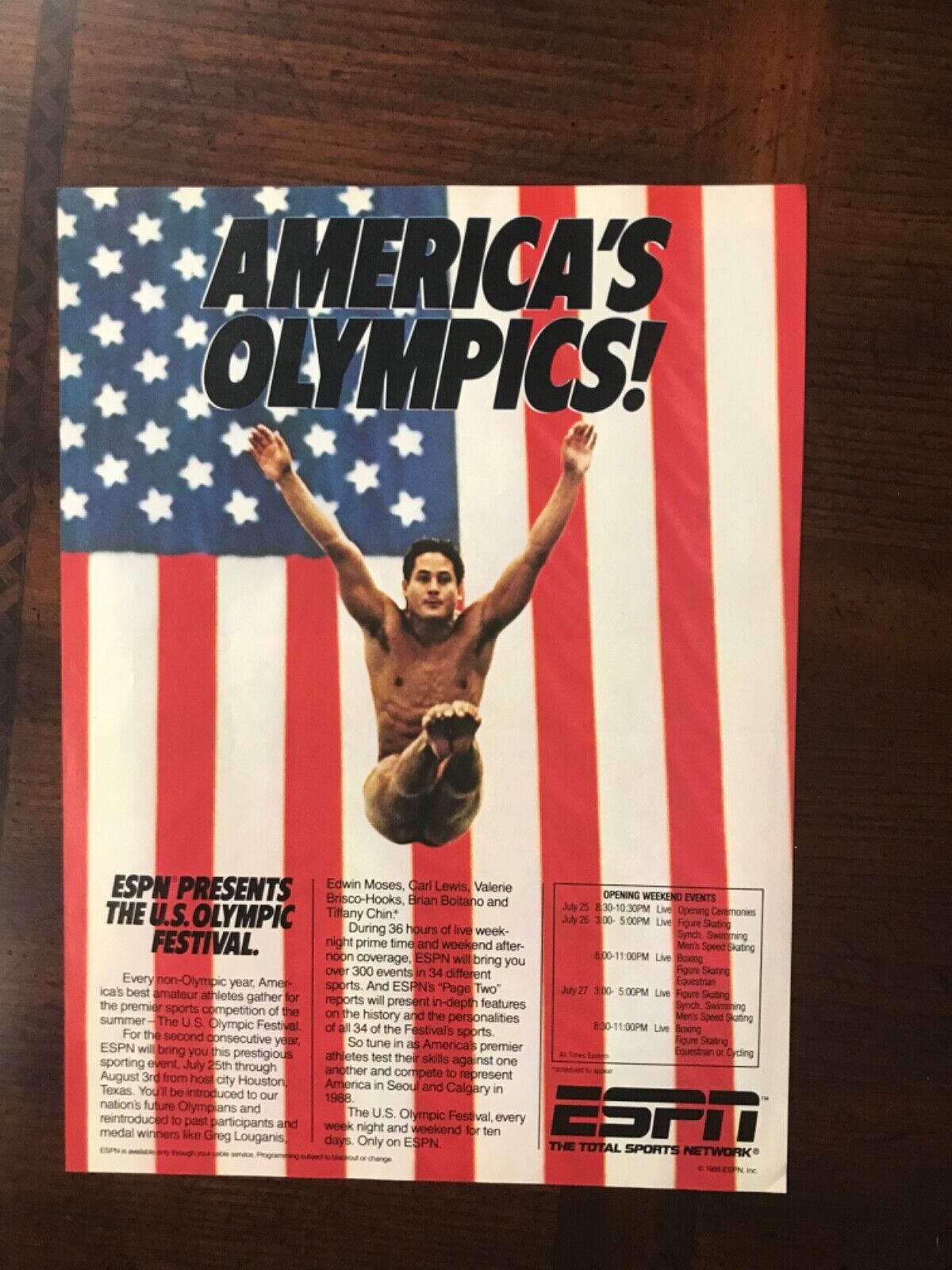 1986 vintage original print ad ESPN Presents The U.S. Olympic Festival