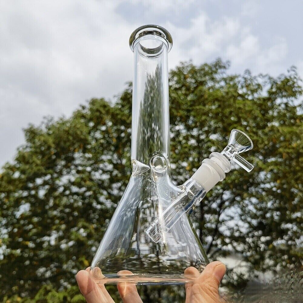 25cm Clear Glass Bong Water Smoking Pipe Hookah Shisha Bubbler W/ 14mm Male Bowl