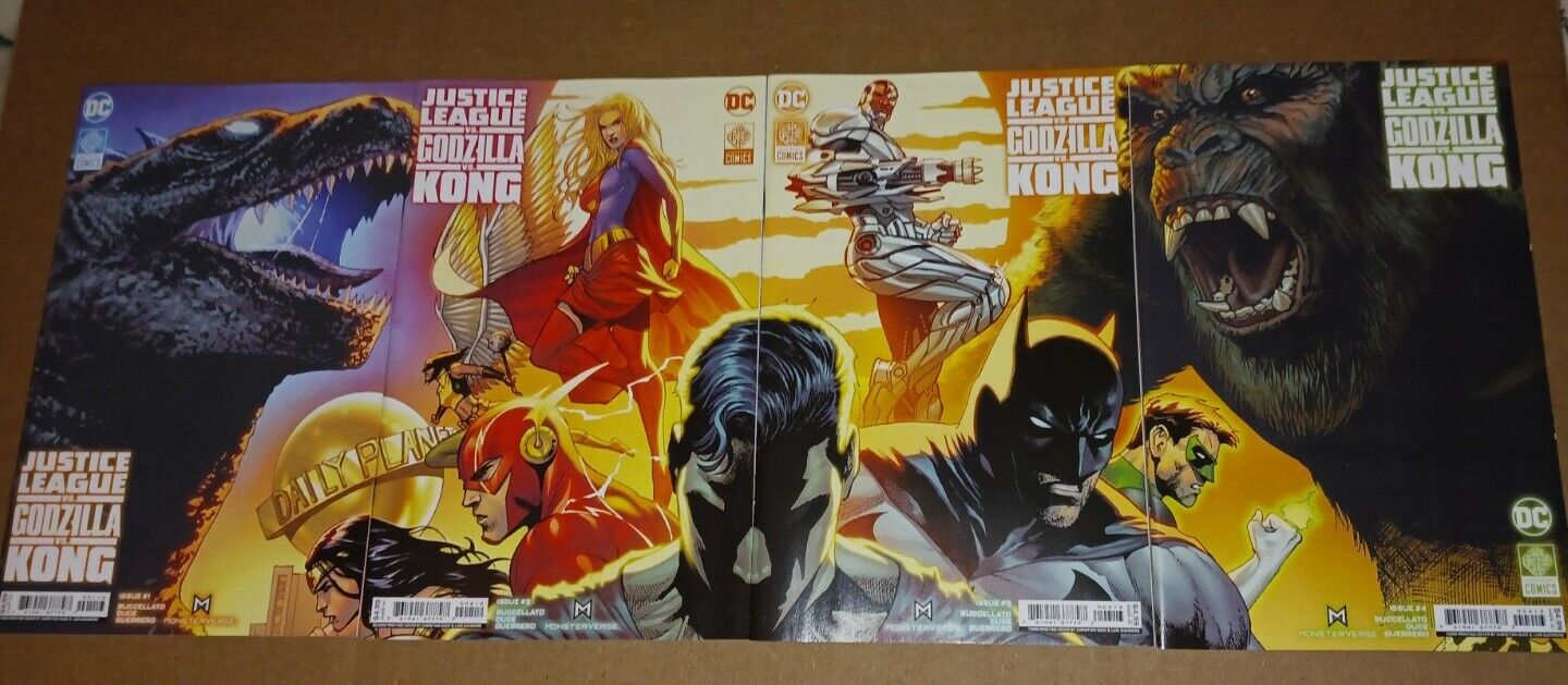Justice League vs Godzilla vs Kong 1-4 Complete Connecting Variant Cover Set 2 3