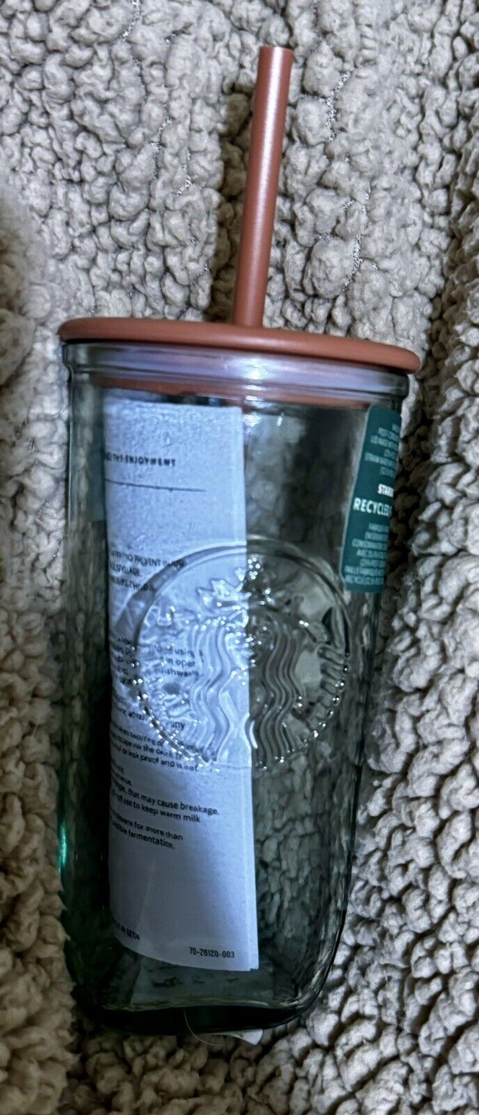Starbucks 2024 Terracotta Brown Recycled Triangle Glass Cold Cup Tumbler New