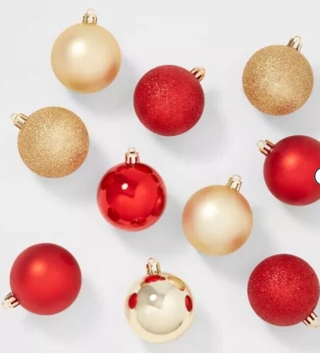 50ct Target Red Gold Shatter Resistant Christmas Tree Ornaments Set Pack