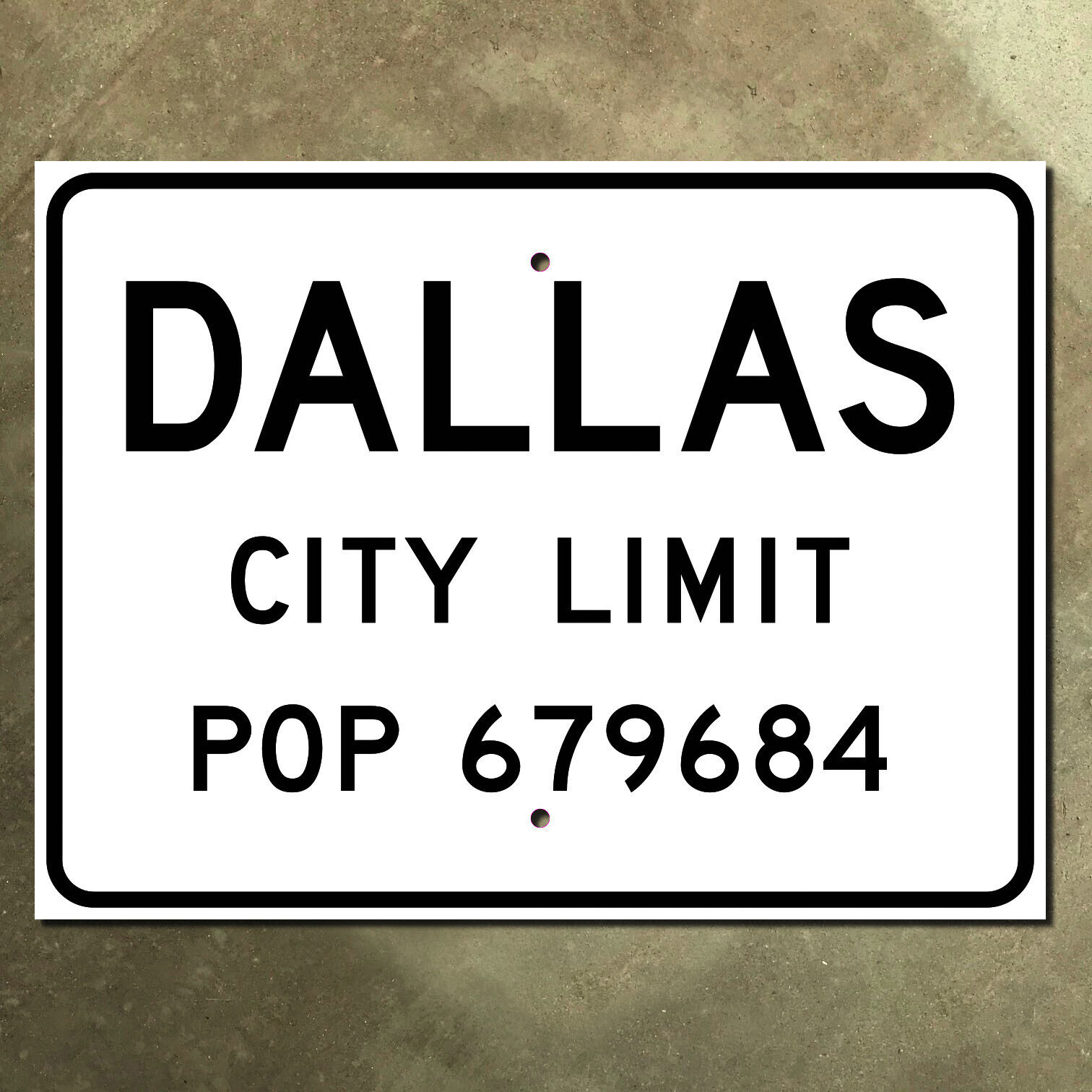 Texas Dallas city limit highway 1952 boundary marker 1950s road sign 28x21