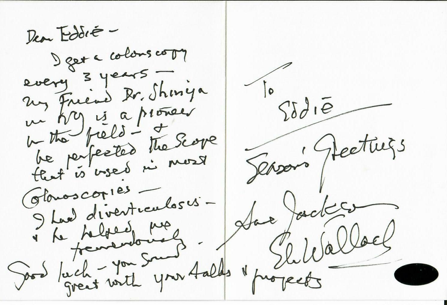 Vintage Eli Wallach And Anne Jackson Hand Written Holiday Card PAAS COA