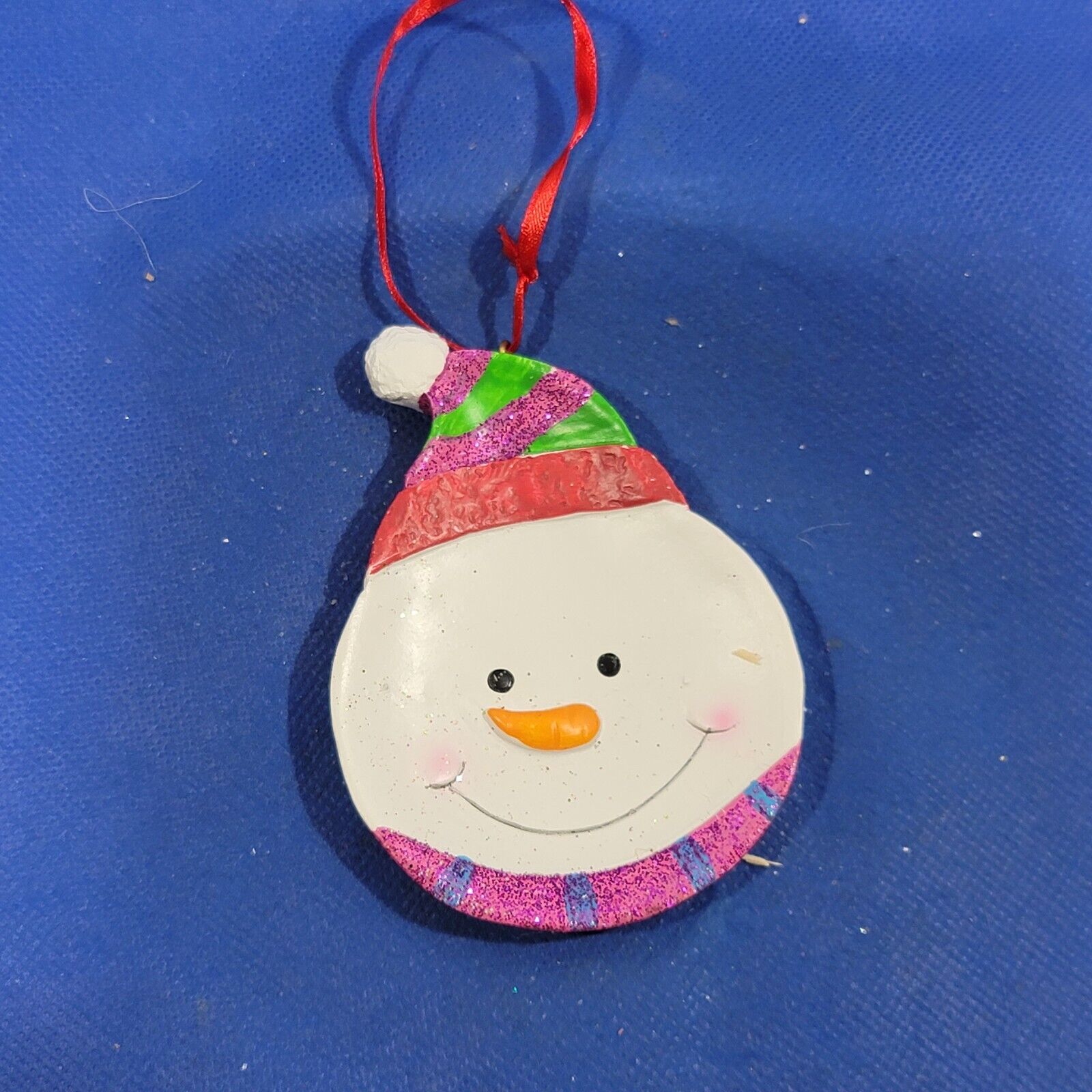 Vintage Christmas Ornament Snowman Plastic Holiday Tree Decor