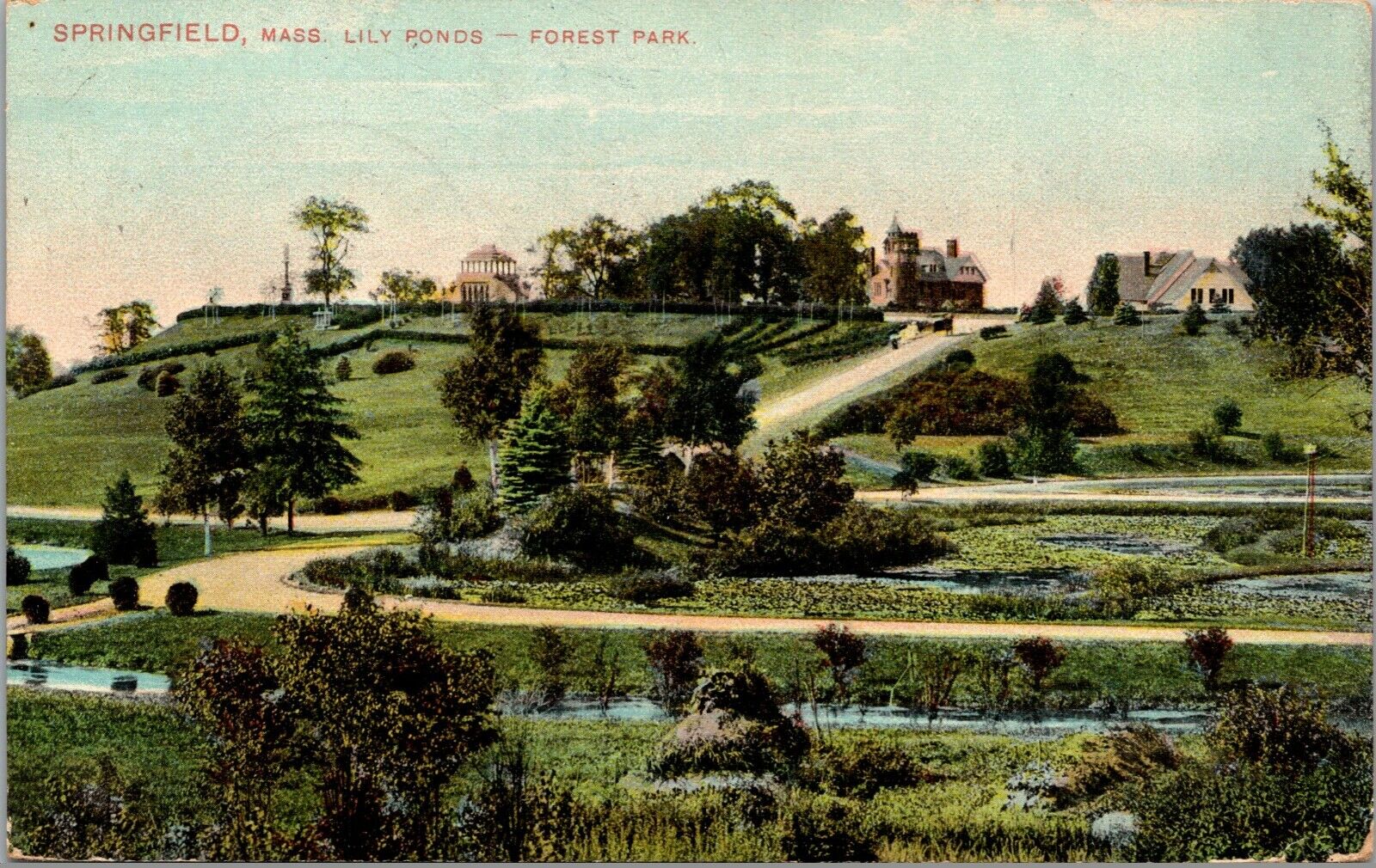Springfield MA Massachusetts Lily Ponds Forest Park Postcard POSTED 1909