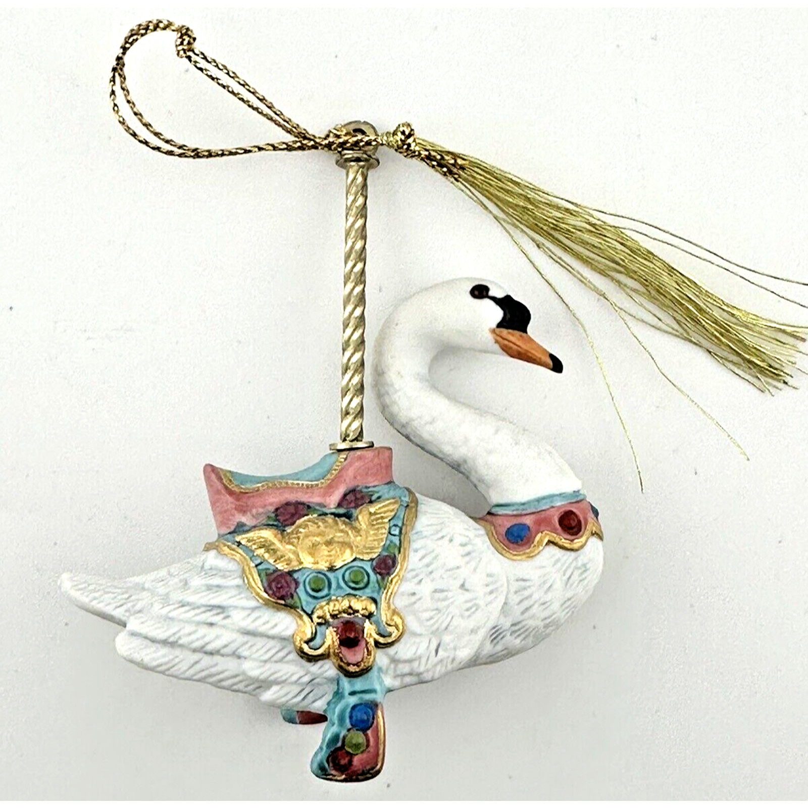 Lenox Carousel Swan Christmas Ornament Porcelain Vintage 1989