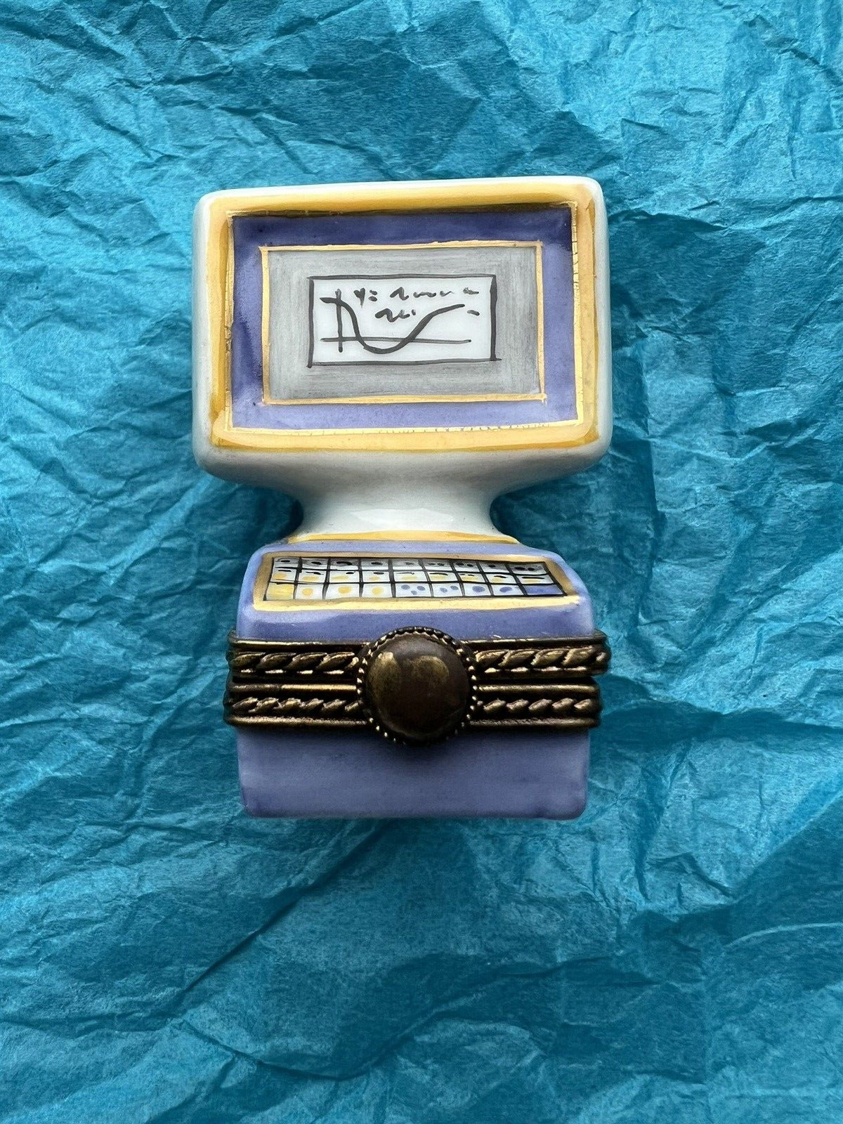 Vintage Limoges Peint Main Computer Trinket Box