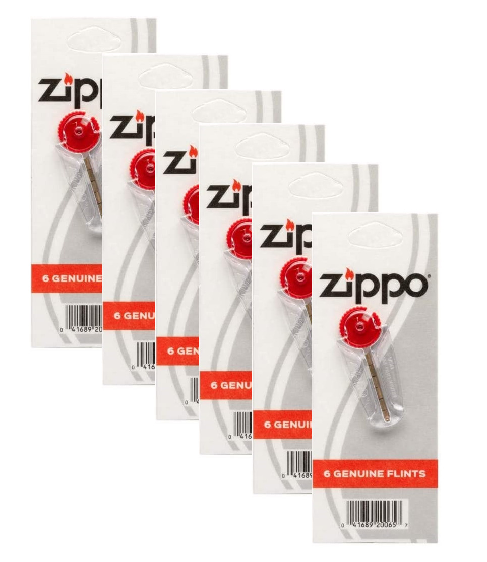 Authentic Zippo Replacement Lighter Flint 6 Pack, 36 Flints for Clipper and more