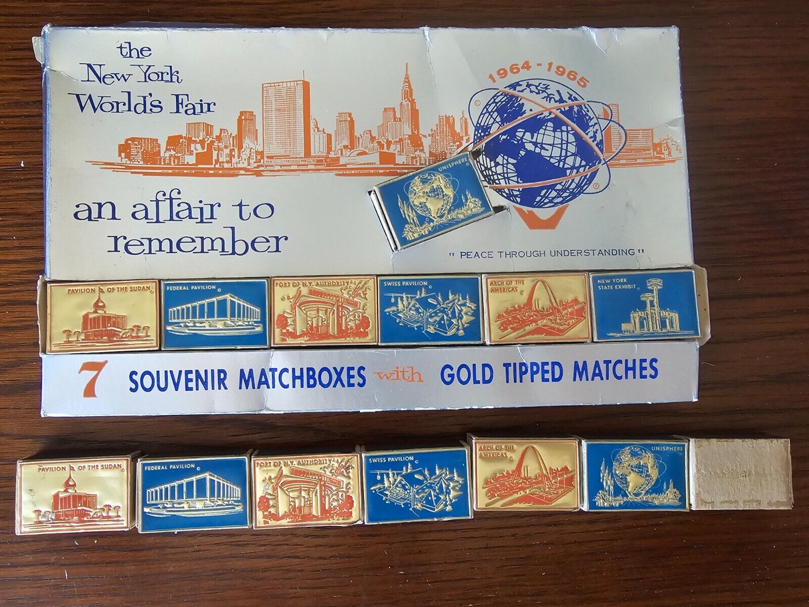 1964-65  NY World’s Fair,  Matchbox Set w/ Gold Tips & 6 extra match boxes