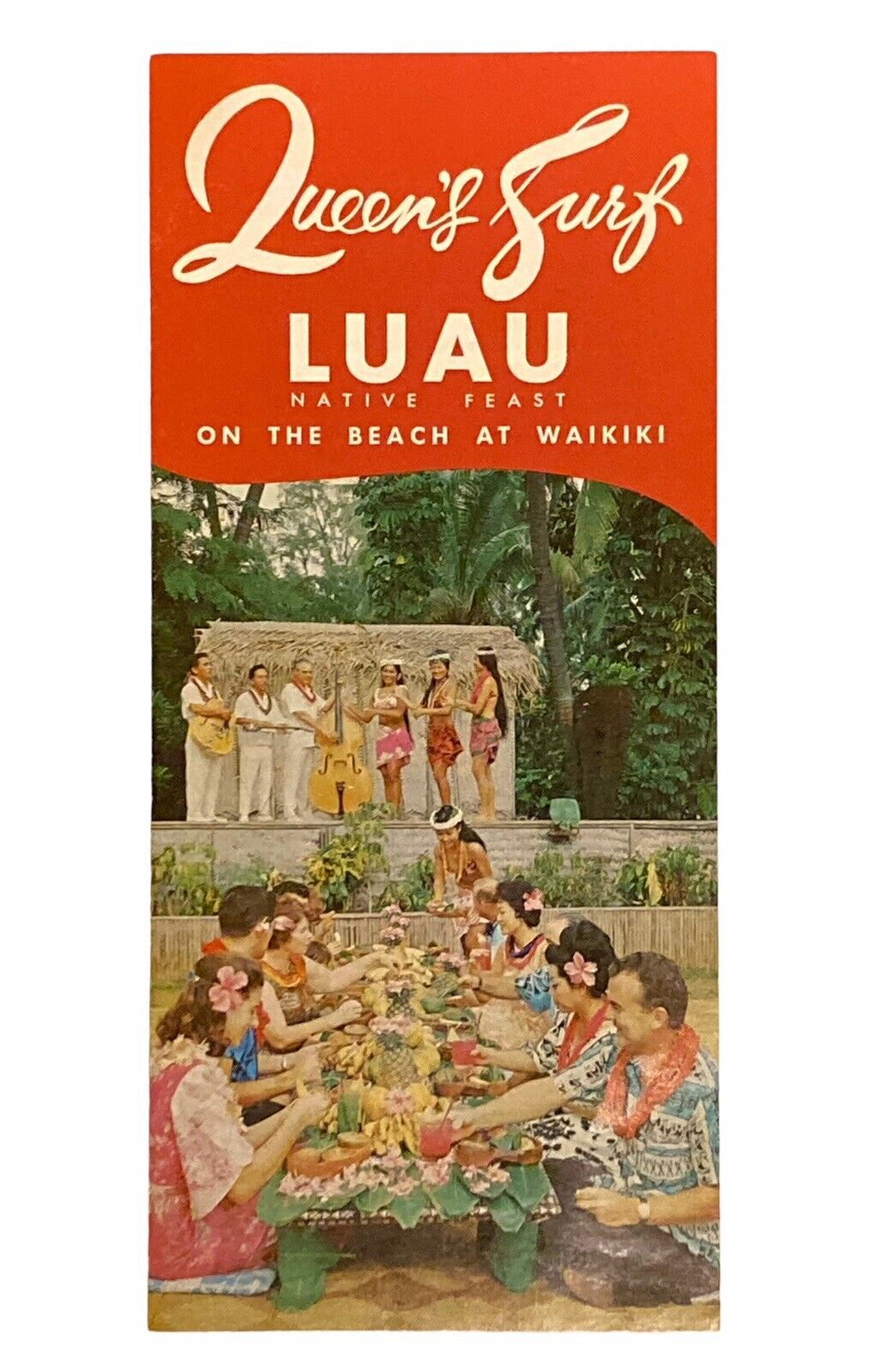 1960s Queen\'s Surf Luau Native Feast Waikiki Vintage Travel Souvenir Brochure