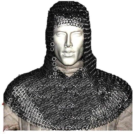 Chainmail Coif U-Neck Chain Mail Hood | Medieval Templar Crusader Re-enacment