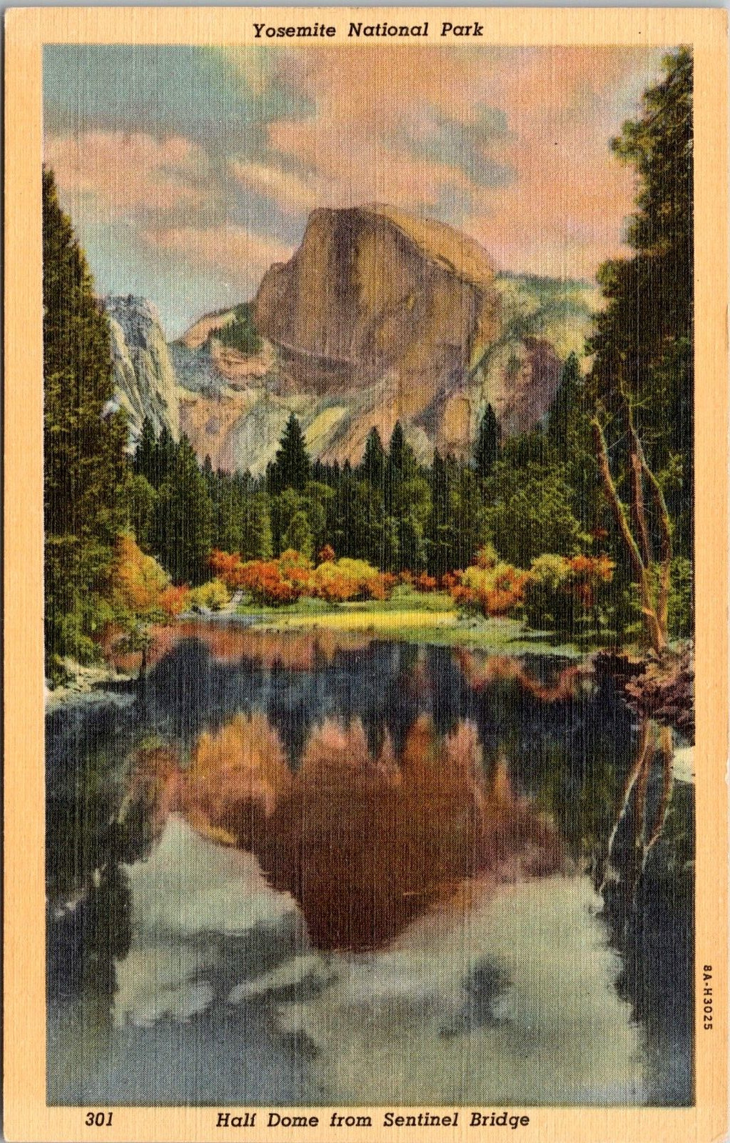 Half Dome from Sentinel Ridge, Yosemite NP, California - 1938 Linen Postcard
