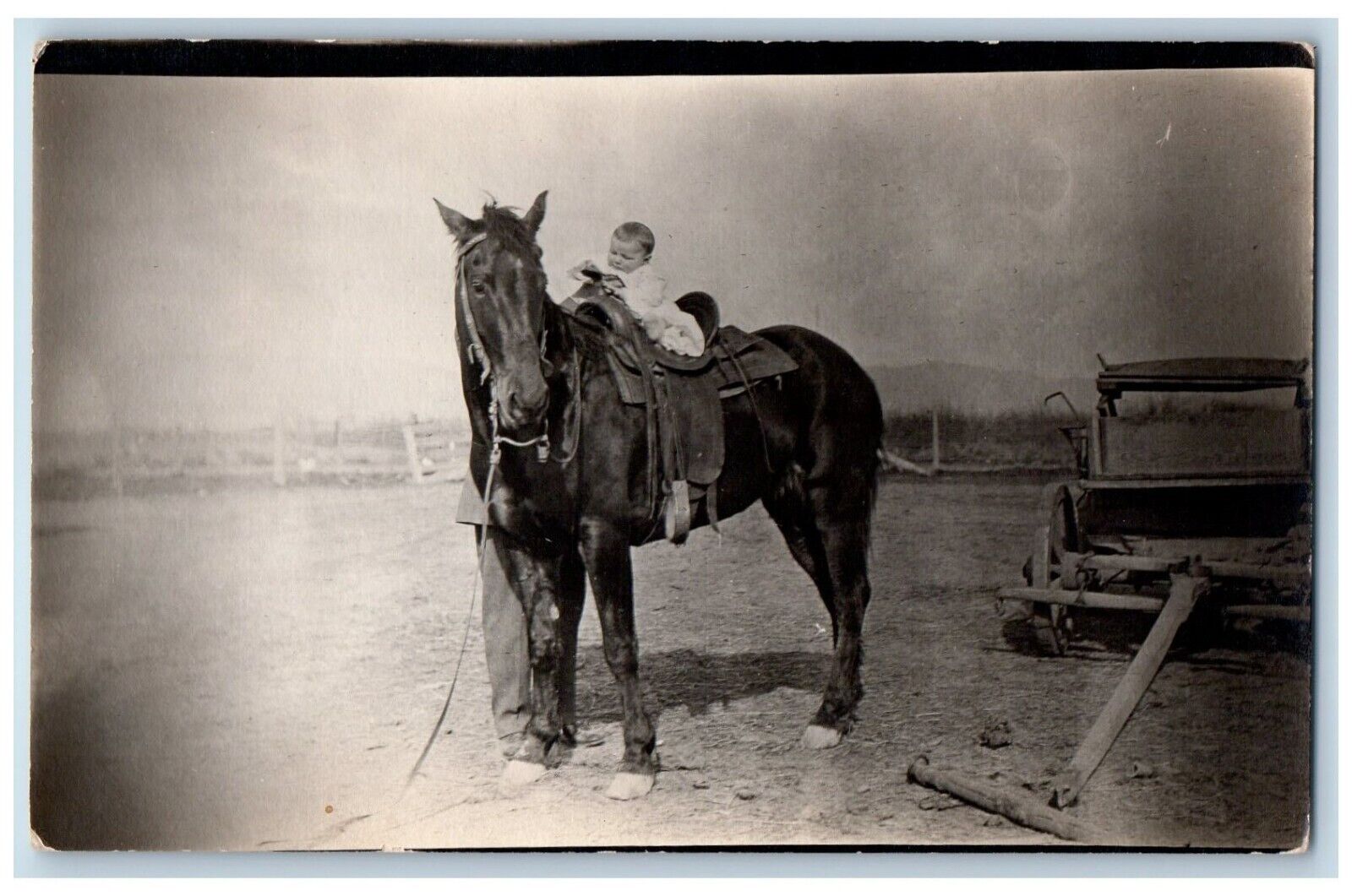 c1910's Postcard RPPC Photo Cute Little Girl Riding Horse c1910's Antique